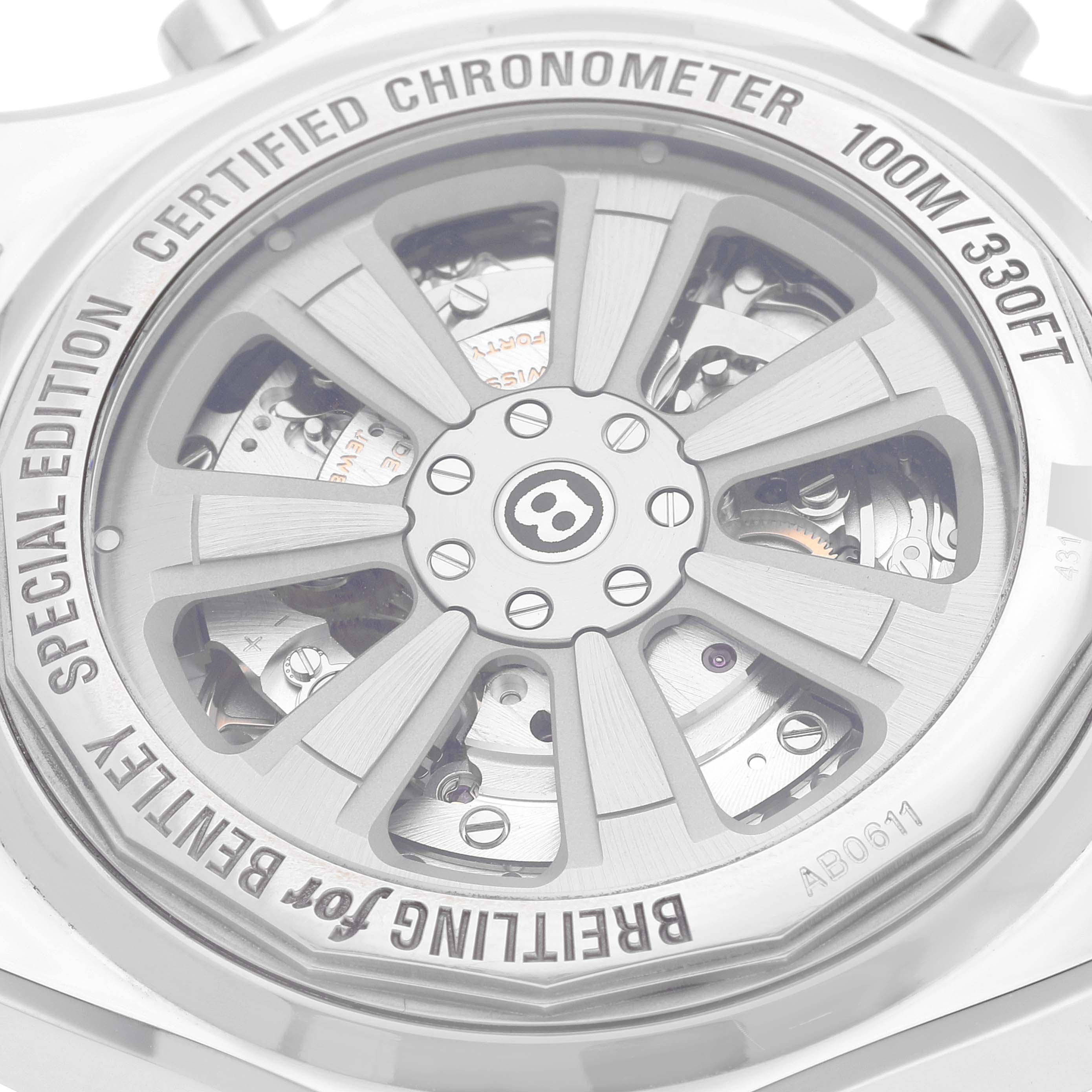 Breitling Bentley B06 Schwarzes Zifferblatt Chronograph Stahl Herrenuhr AB0611 Box Card 2