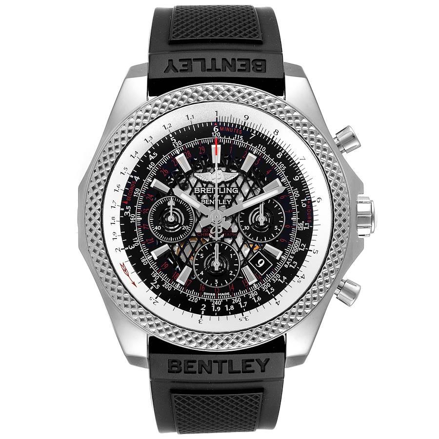 Breitling Bentley B06 Black Dial Chronograph Steel Mens Watch AB0611 Box Papers. Self-winding automatic officially certified chronometer movement. Chronograph function. Stainless steel case 49 mm in diameter. Stainless steel screwed-down crown and