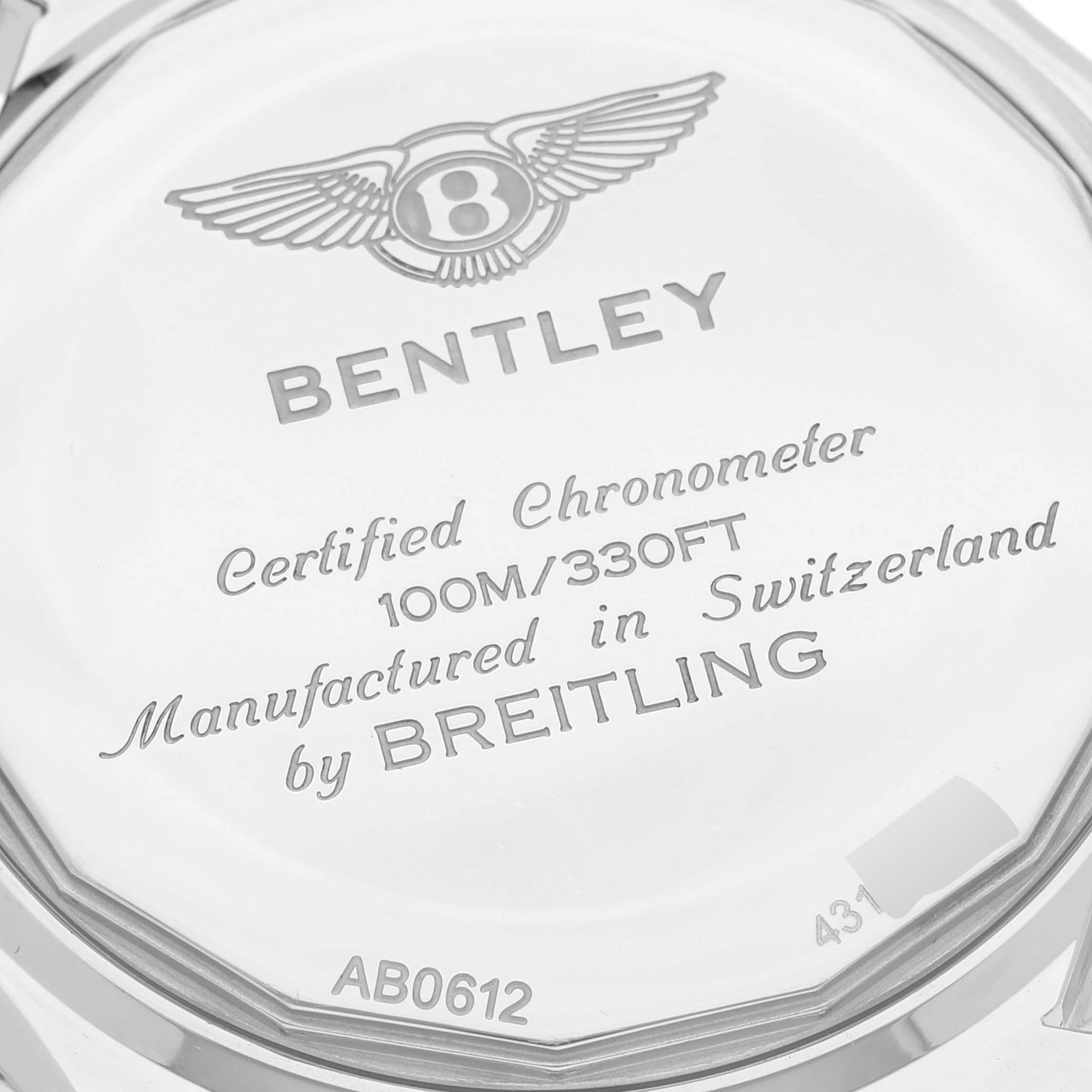 Breitling Bentley B06 Schwarzes Zifferblatt Chronograph Stahl Herrenuhr AB0612 Box Card im Angebot 3