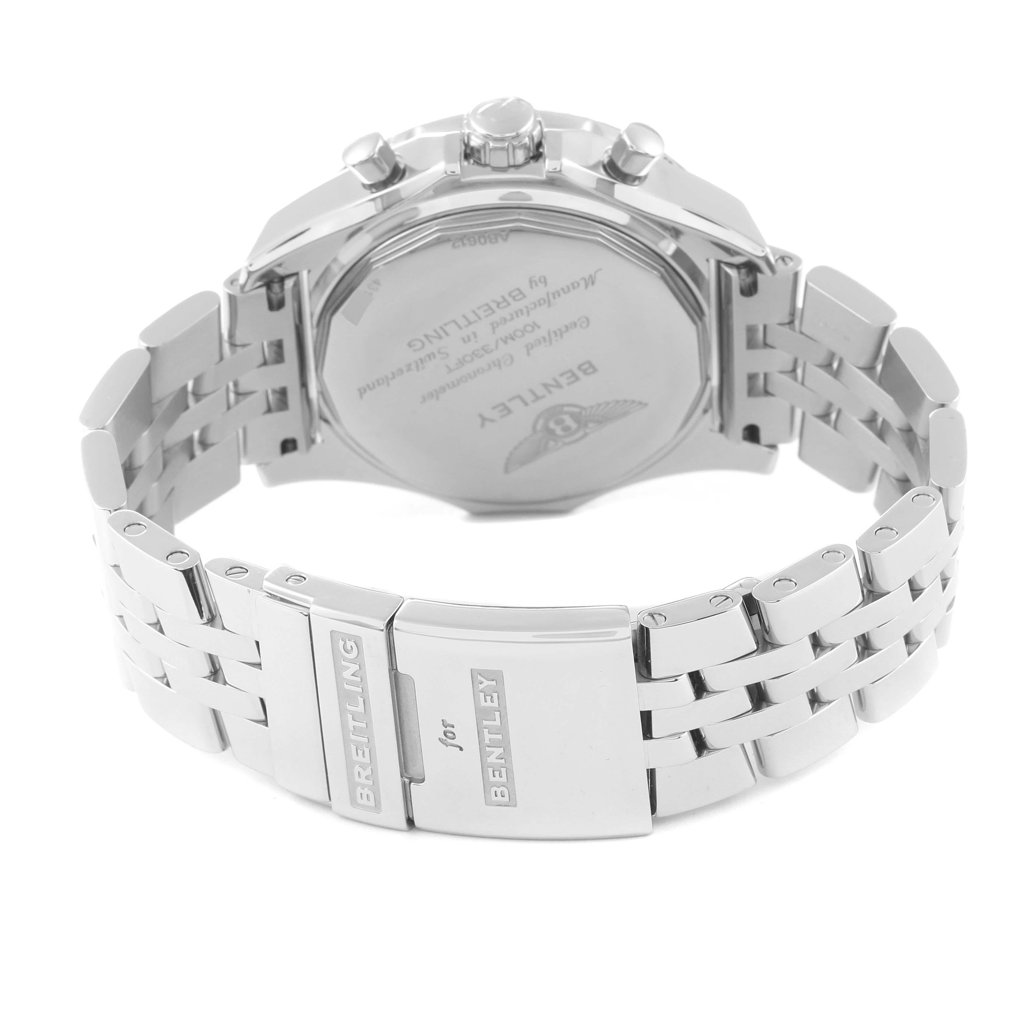 Breitling Bentley B06 Black Dial Chronograph Steel Mens Watch AB0612 Box Card For Sale 2