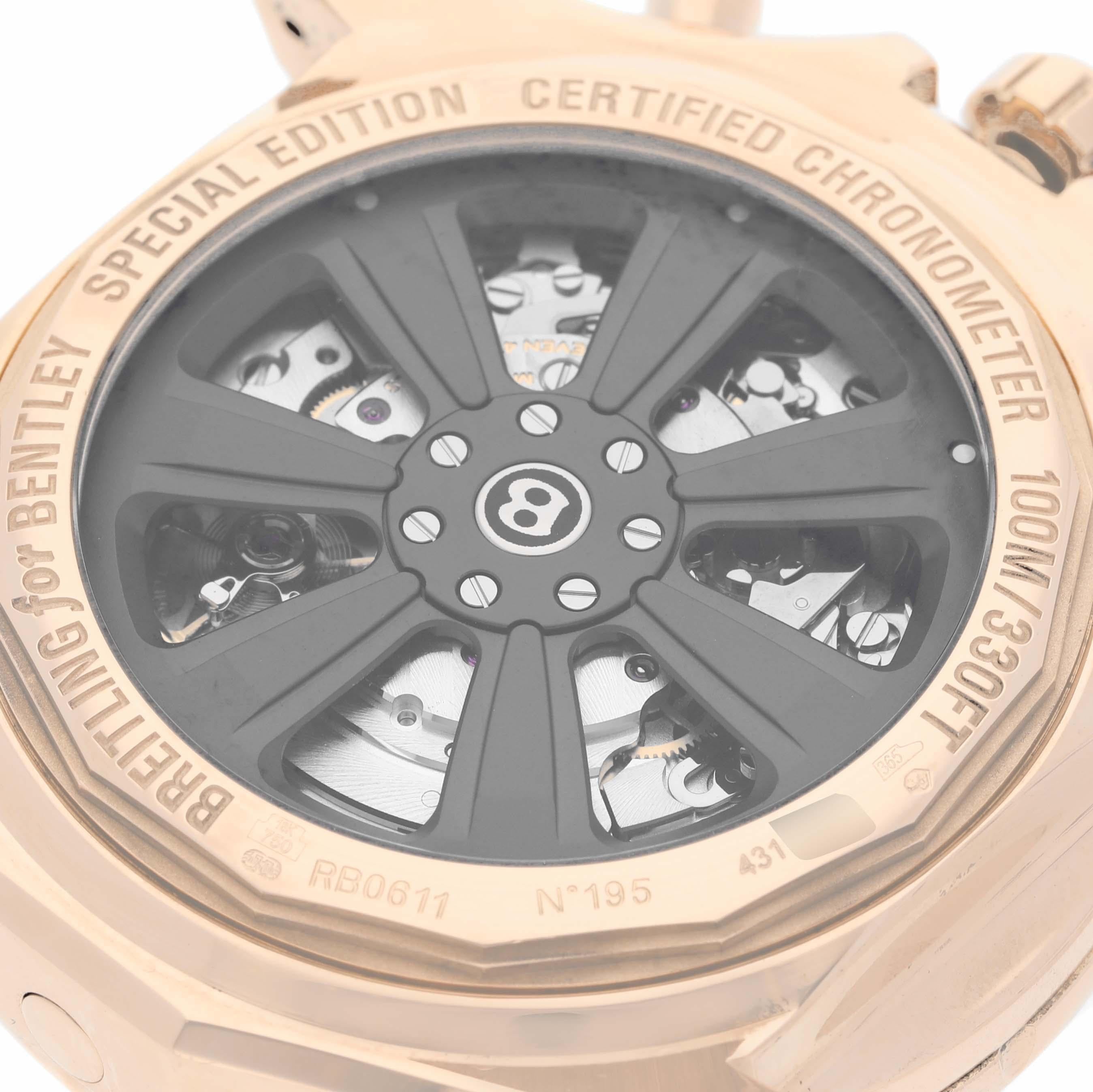 Men's Breitling Bentley B06 Black Dial Rose Gold Mens Watch RB0611 Box Card For Sale
