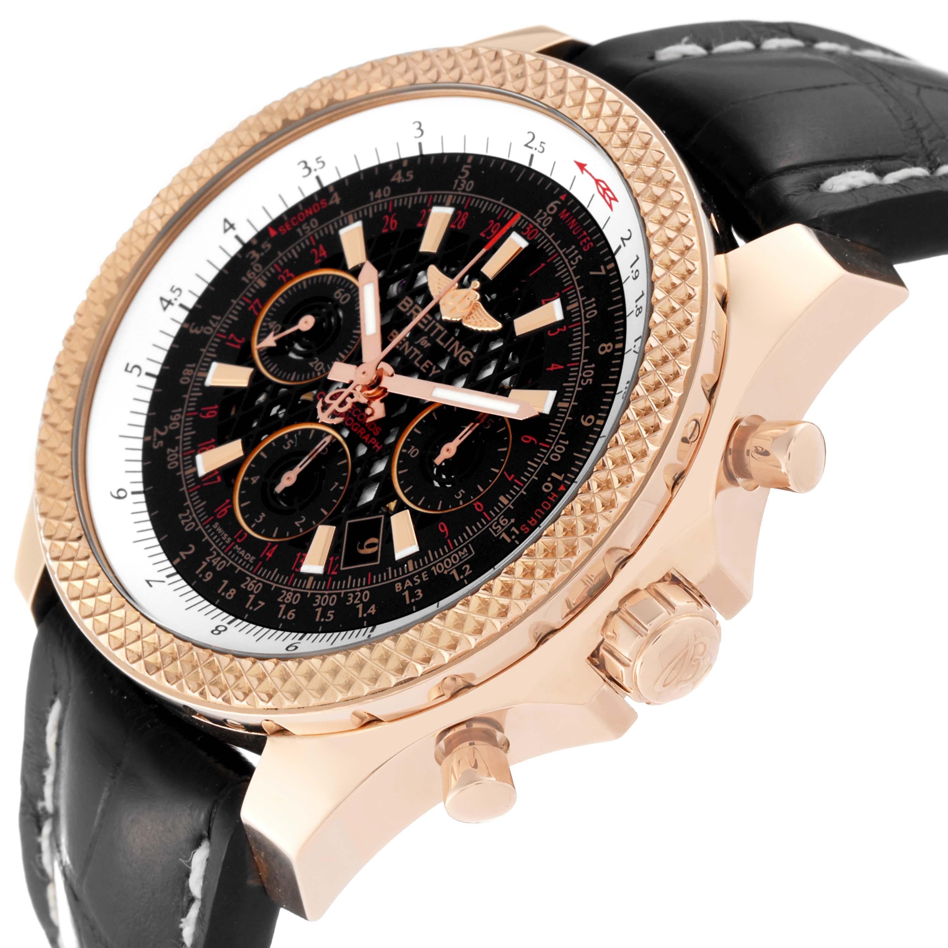 Breitling Bentley B06 Black Dial Rose Gold Mens Watch RB0611 Box Card For Sale 2