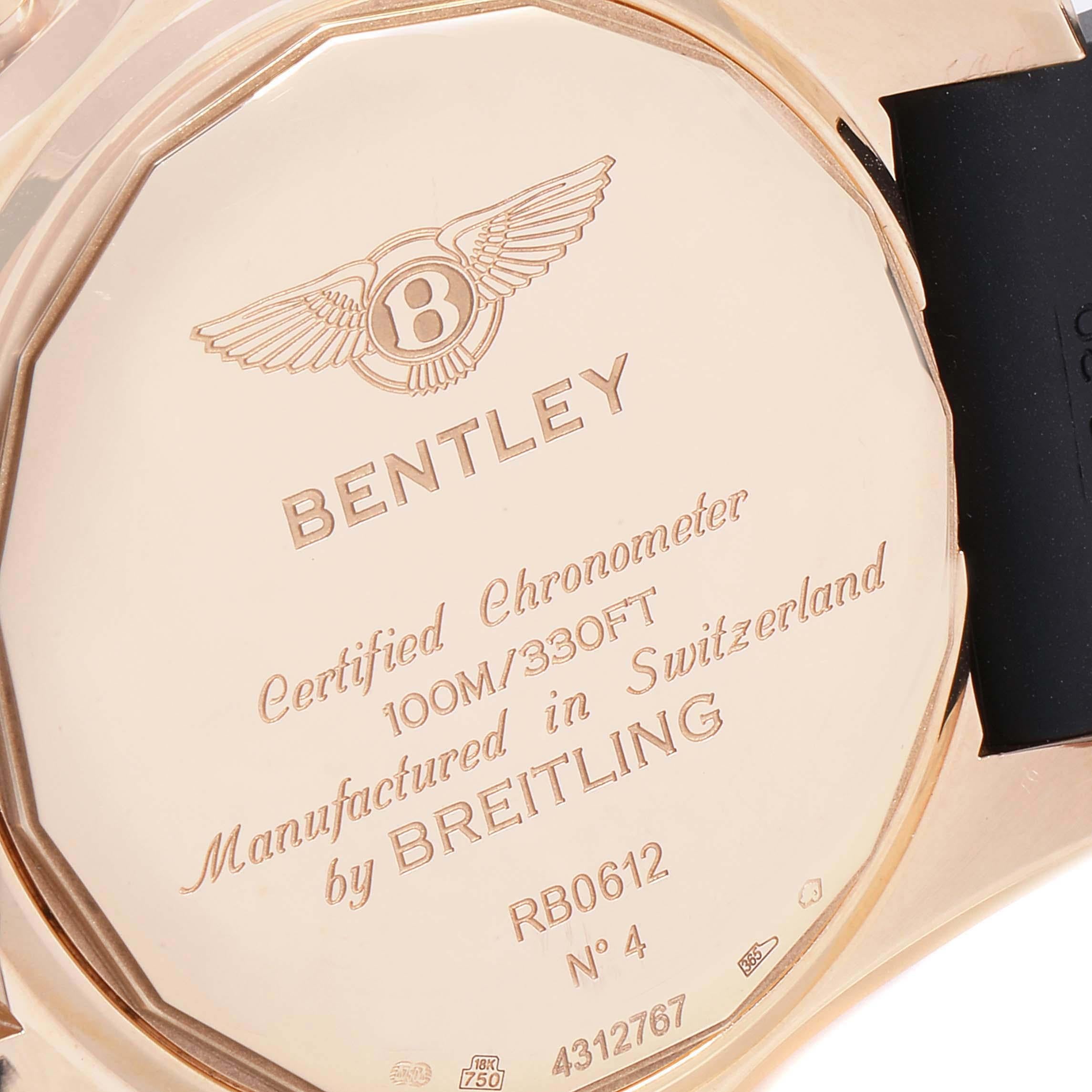 Breitling Bentley B06 Rose Gold Black Dial Men's Watch RB0612 Box Papers In Excellent Condition In Atlanta, GA