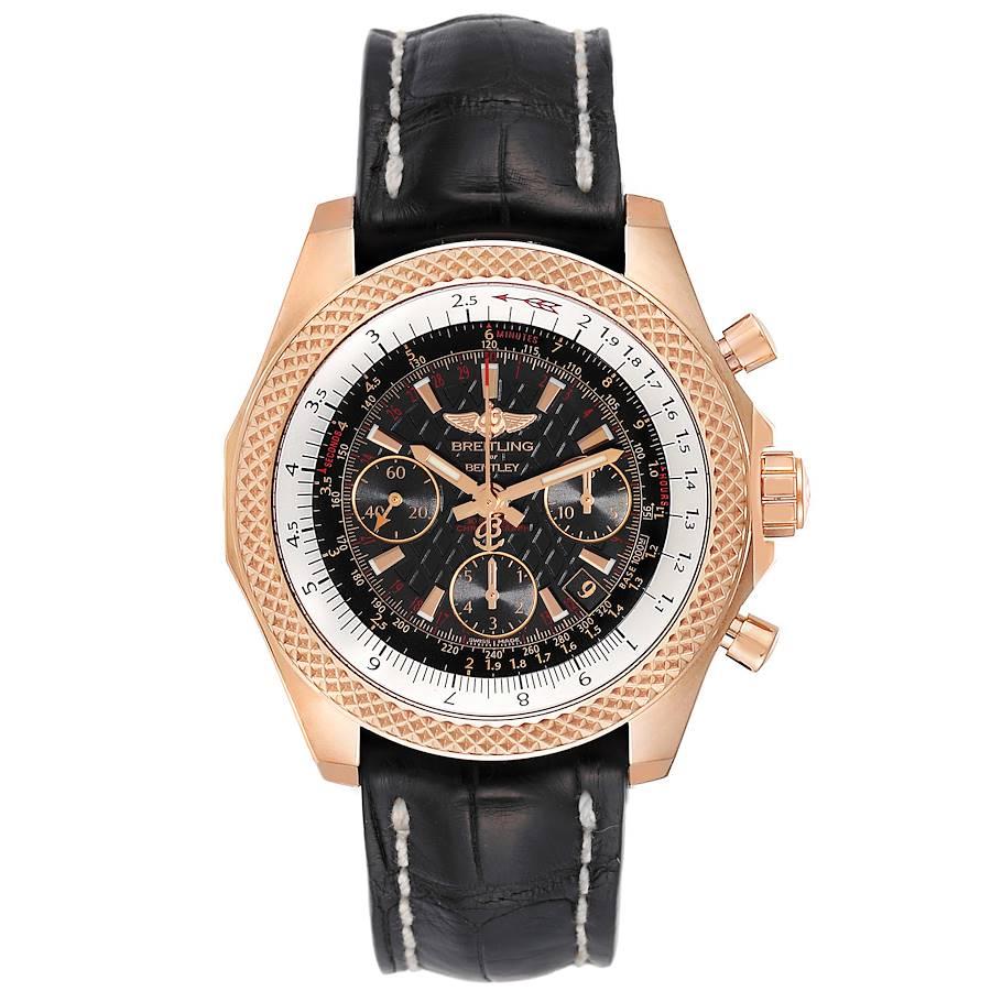 Breitling Bentley B06 Rose Gold Black Dial Mens Watch RB0612. Self-winding automatic officially certified chronometer movement. Chronograph function. 18K rose gold case 44 mm in diameter. Screwed-down crown and pushers. 18K rose gold bidirectional