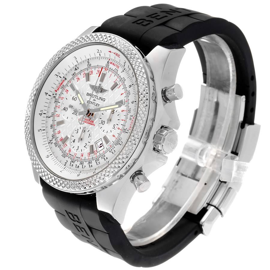 Breitling Bentley B06 Silver Dial Black Rubber Strap Watch AB0611 Box Card In Excellent Condition For Sale In Atlanta, GA