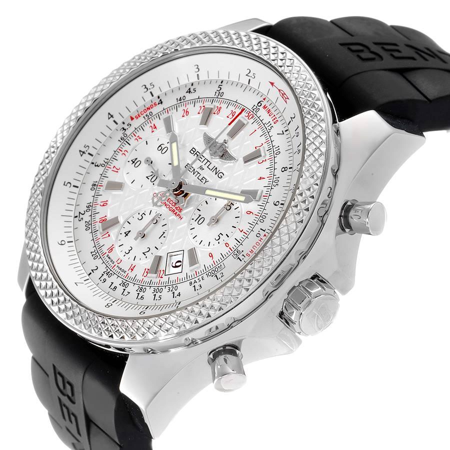 Men's Breitling Bentley B06 Silver Dial Black Rubber Strap Watch AB0611 Box Card For Sale