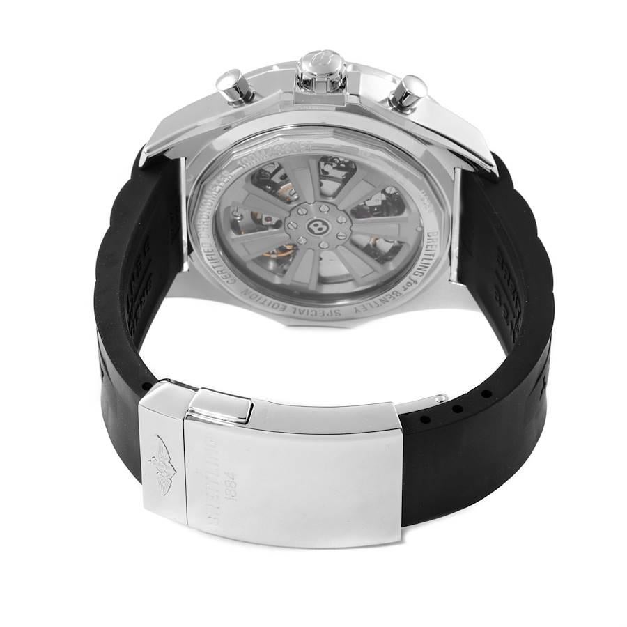 Breitling Bentley B06 Silver Dial Black Rubber Strap Watch AB0611 Box Card For Sale 3