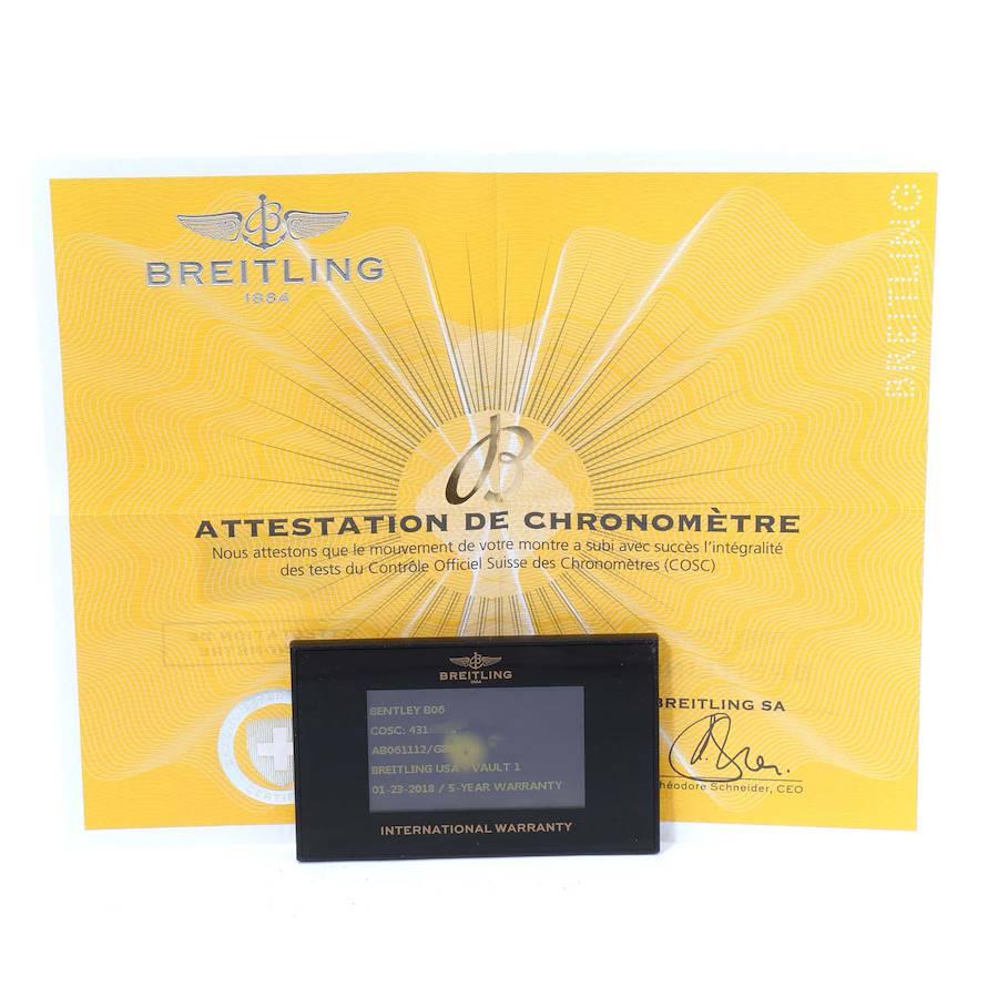 Breitling Bentley B06 Silver Dial Black Rubber Strap Watch AB0611 Box Card For Sale 4