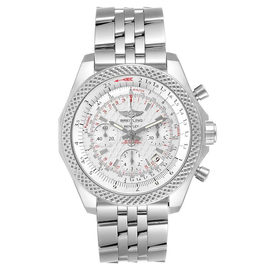 Breitling Bentley B06 Silver Dial Chronograph Watch AB0612 Box Papers. Self-winding automatic officially certified chronometer movement. Chronograph function. Stainless steel case 49 mm in diameter. Stainless steel screwed-down crown and pushers.