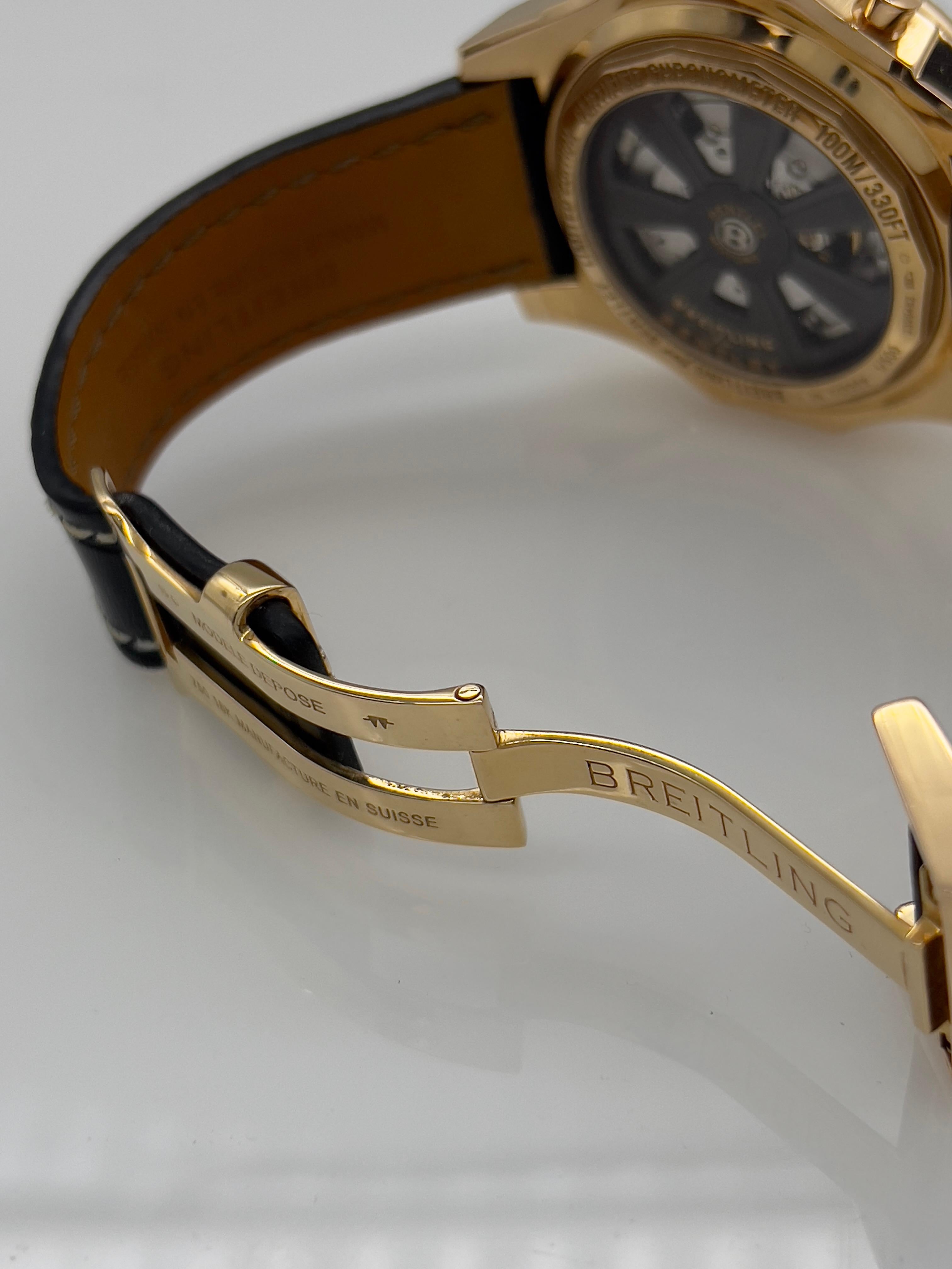 Breitling Bentley Barnato R25368 49mm 18K Rose Gold Leather Strap Box For Sale 4