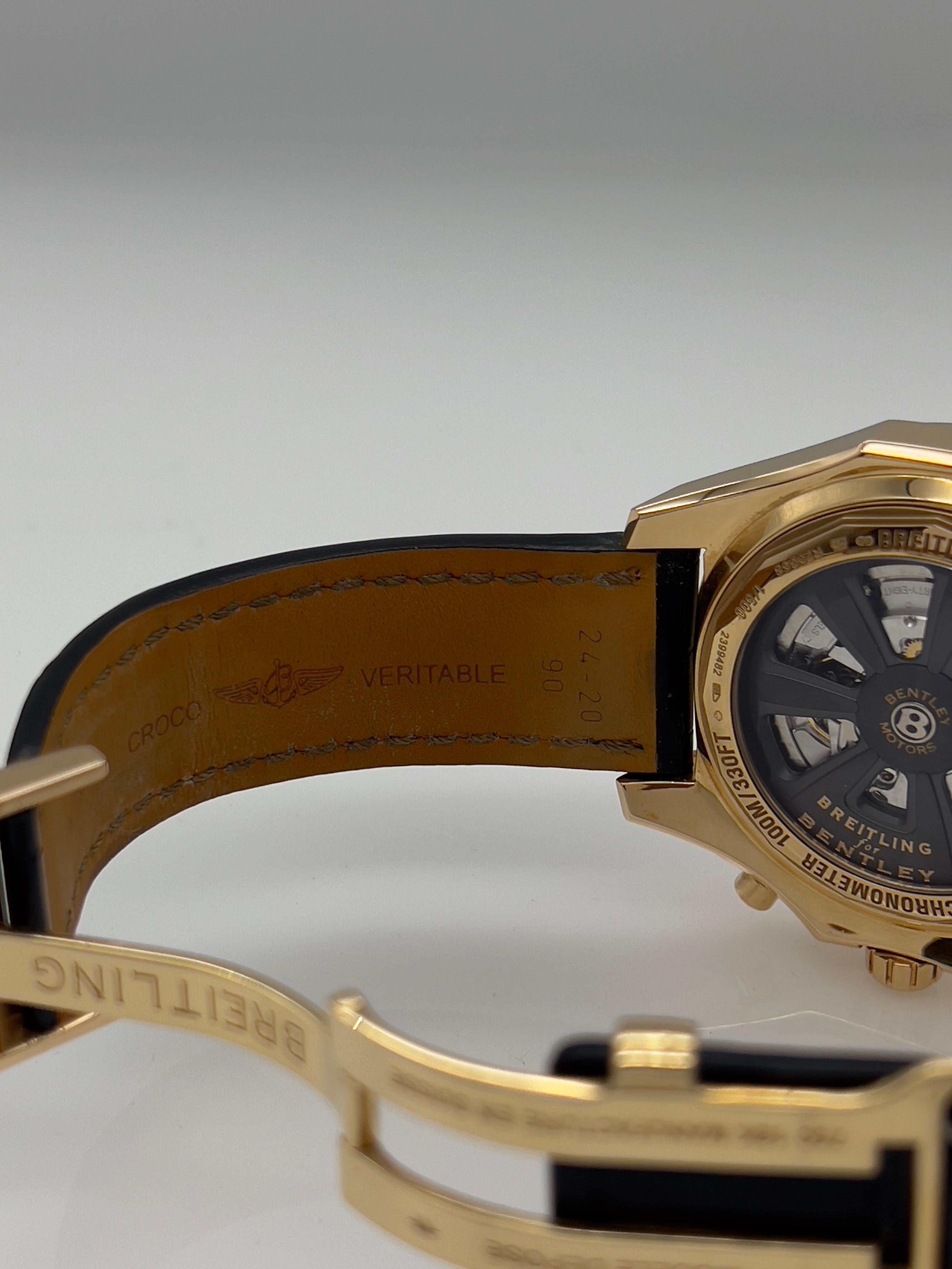 Breitling Bentley Barnato R25368 49mm 18K Rose Gold Leather Strap Box For Sale 5