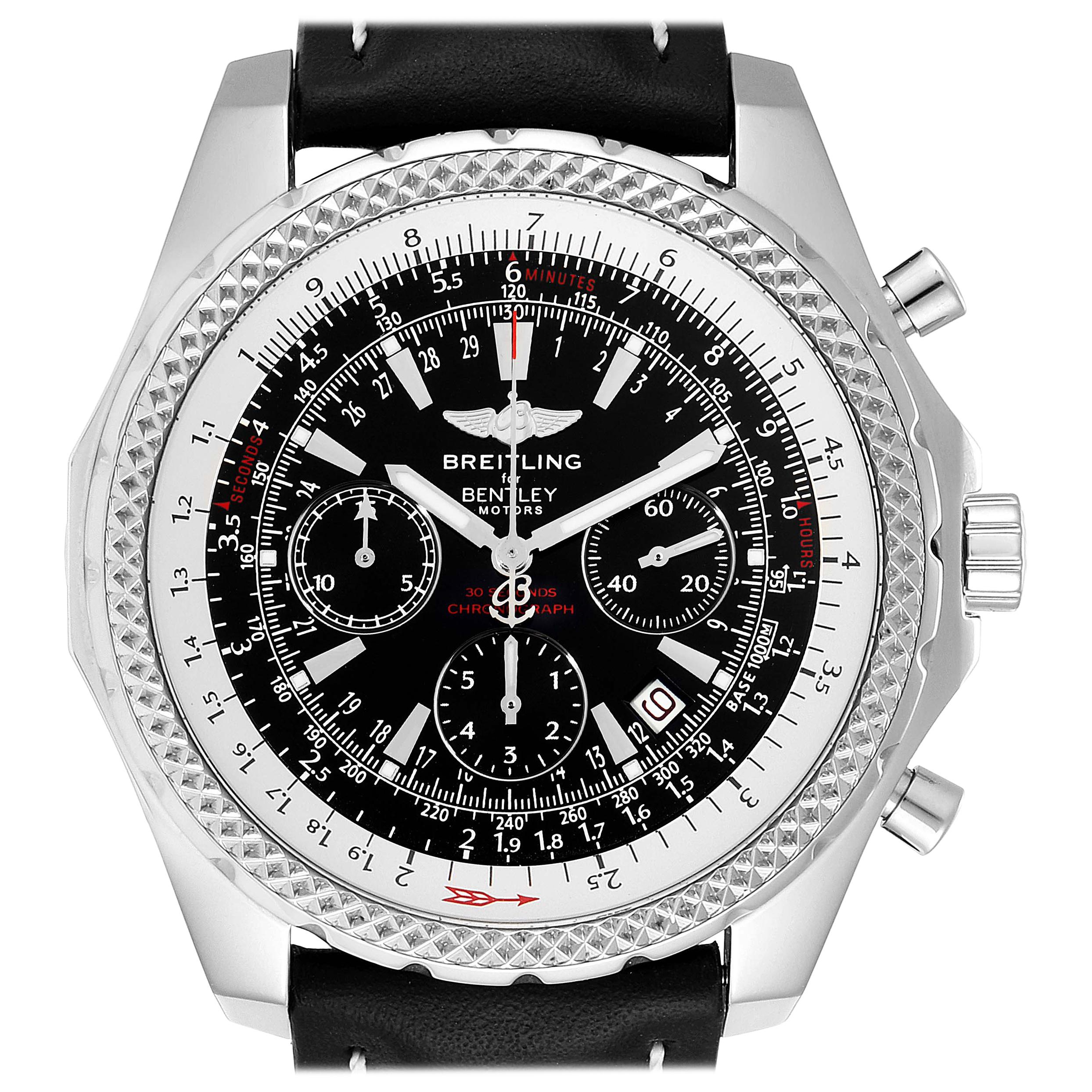 Breitling Bentley Black Dial Chronograph Steel Men's Watch A25362