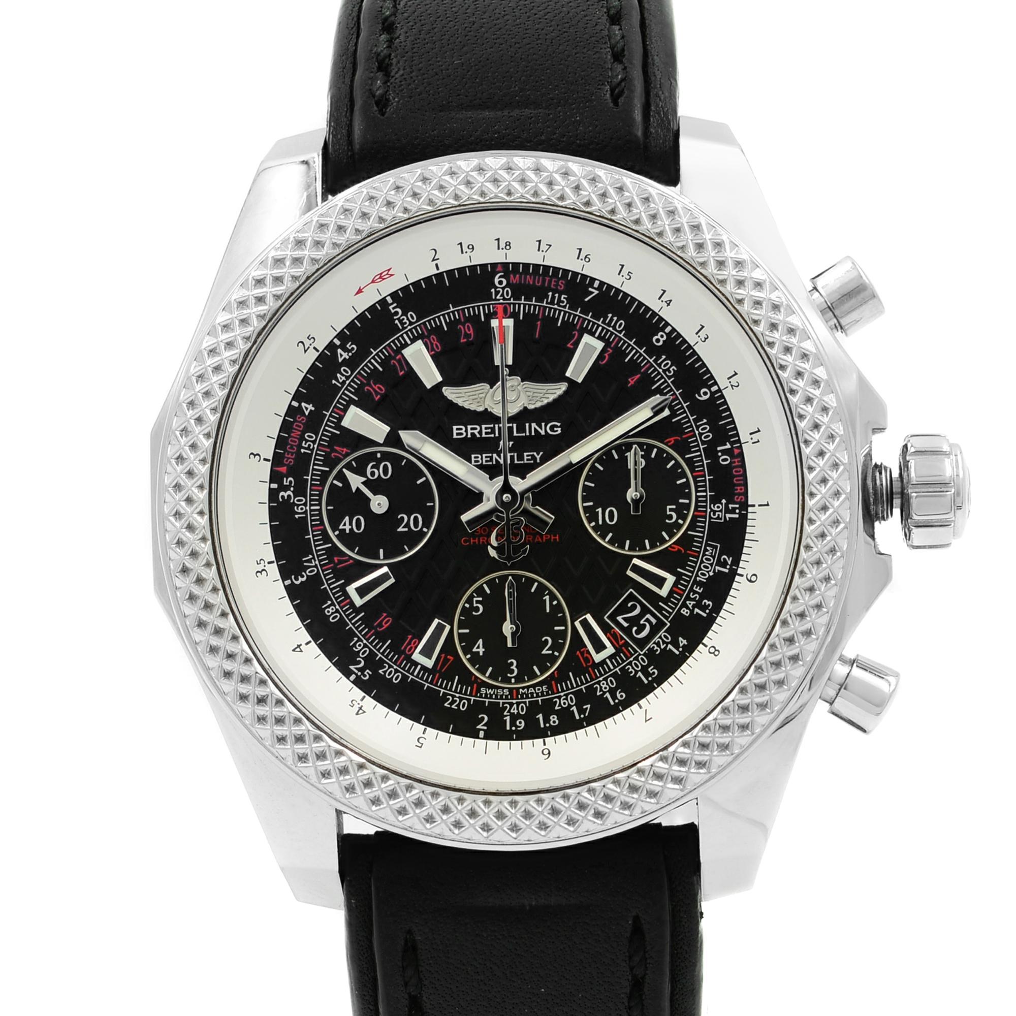 This pre-owned Breitling Bentley AB061221/BD93-480X is a beautiful men's timepiece that is powered by an automatic movement which is cased in a stainless steel case. It has a round shape face, chronograph, date, small seconds subdial dial and has