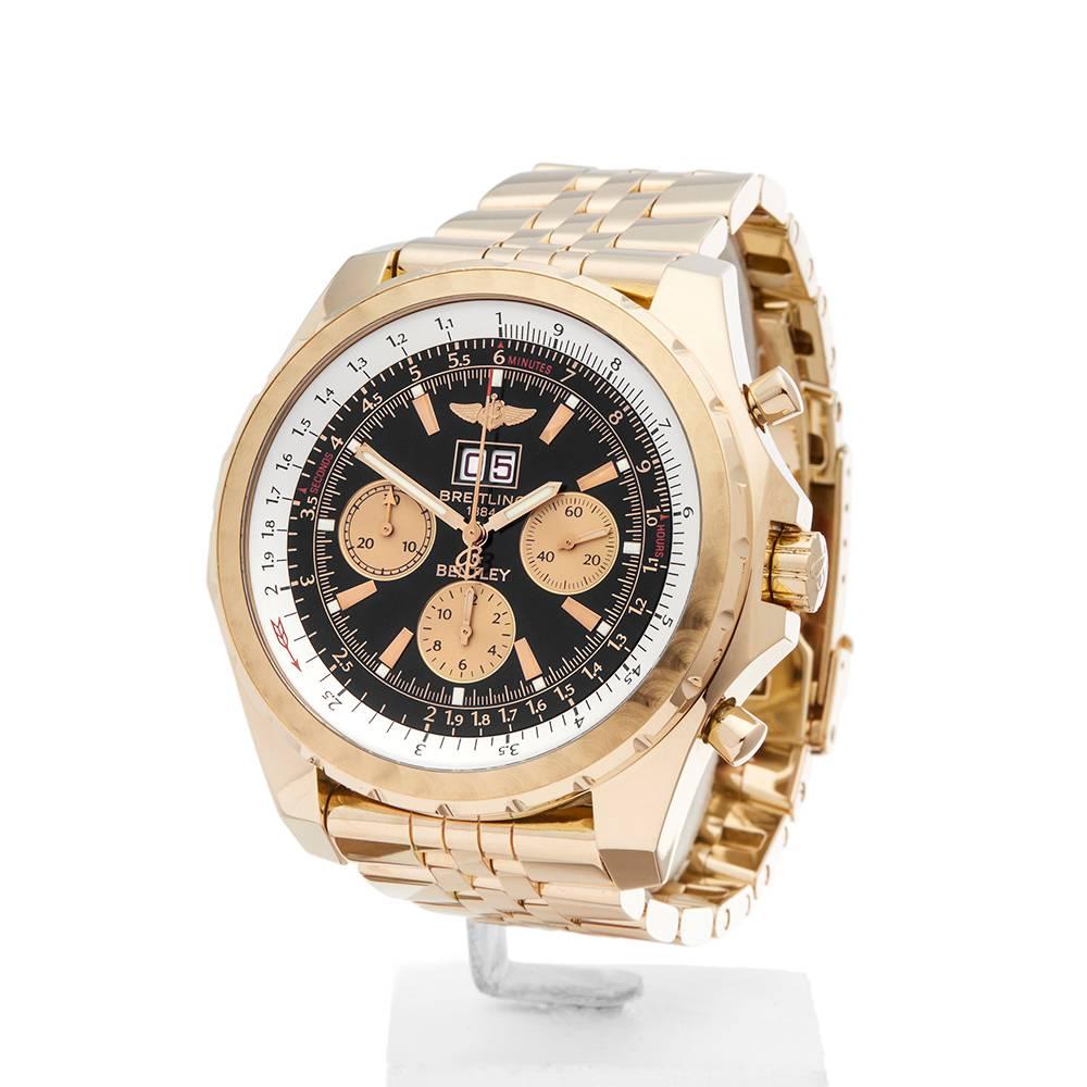 Ref: COM1199
Manufacturer: Breitling
Model: Bentley
Model Ref: H44363
Age: Circa 2000's
Gender: Men's
Box & Papers: Box, Manuals & Open Guarantee
Dial: Black Baton
Glass: Sapphire Crystal
Movement: Automatic
Water Resistance: To Manufacturers