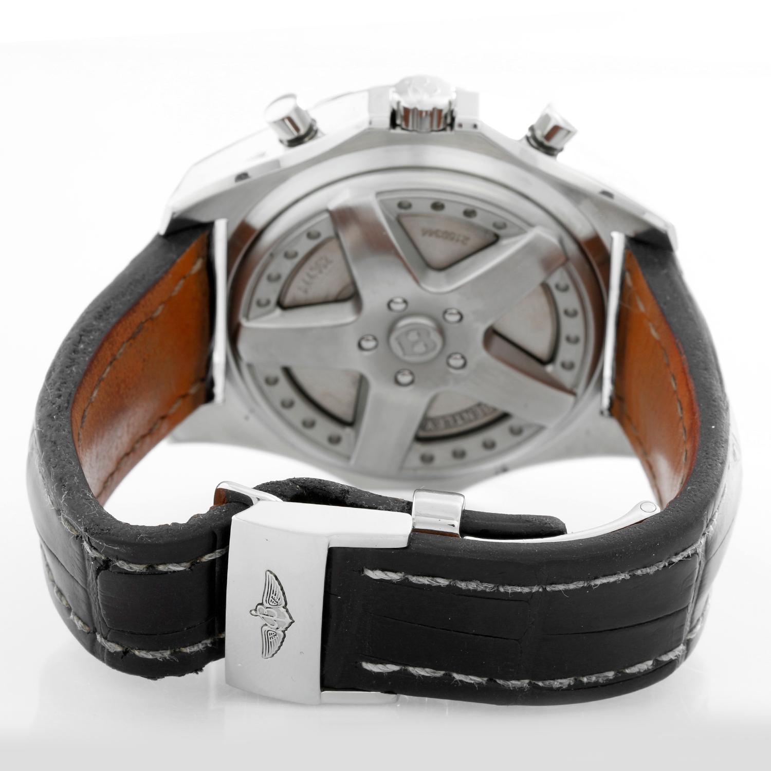 Breitling Bentley Chronograph Men's Steel Watch Black Dial A44362 In Excellent Condition In Dallas, TX