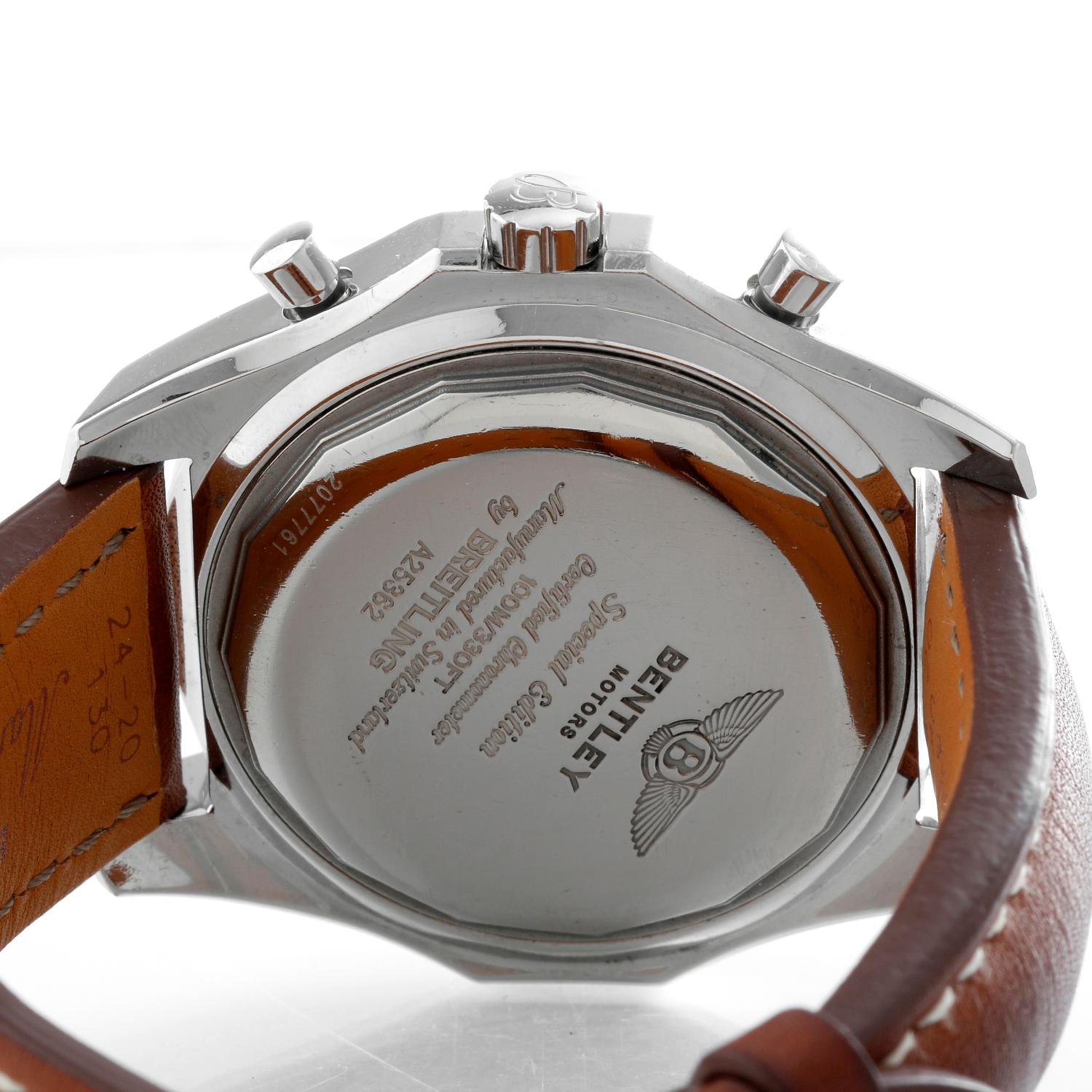 Breitling Bentley Chronograph Men's Steel Watch Black Dial In Excellent Condition In Dallas, TX