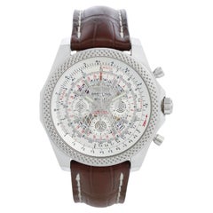 Used Breitling Bentley Chronograph Men's Steel Watch Silver Dial AB0611