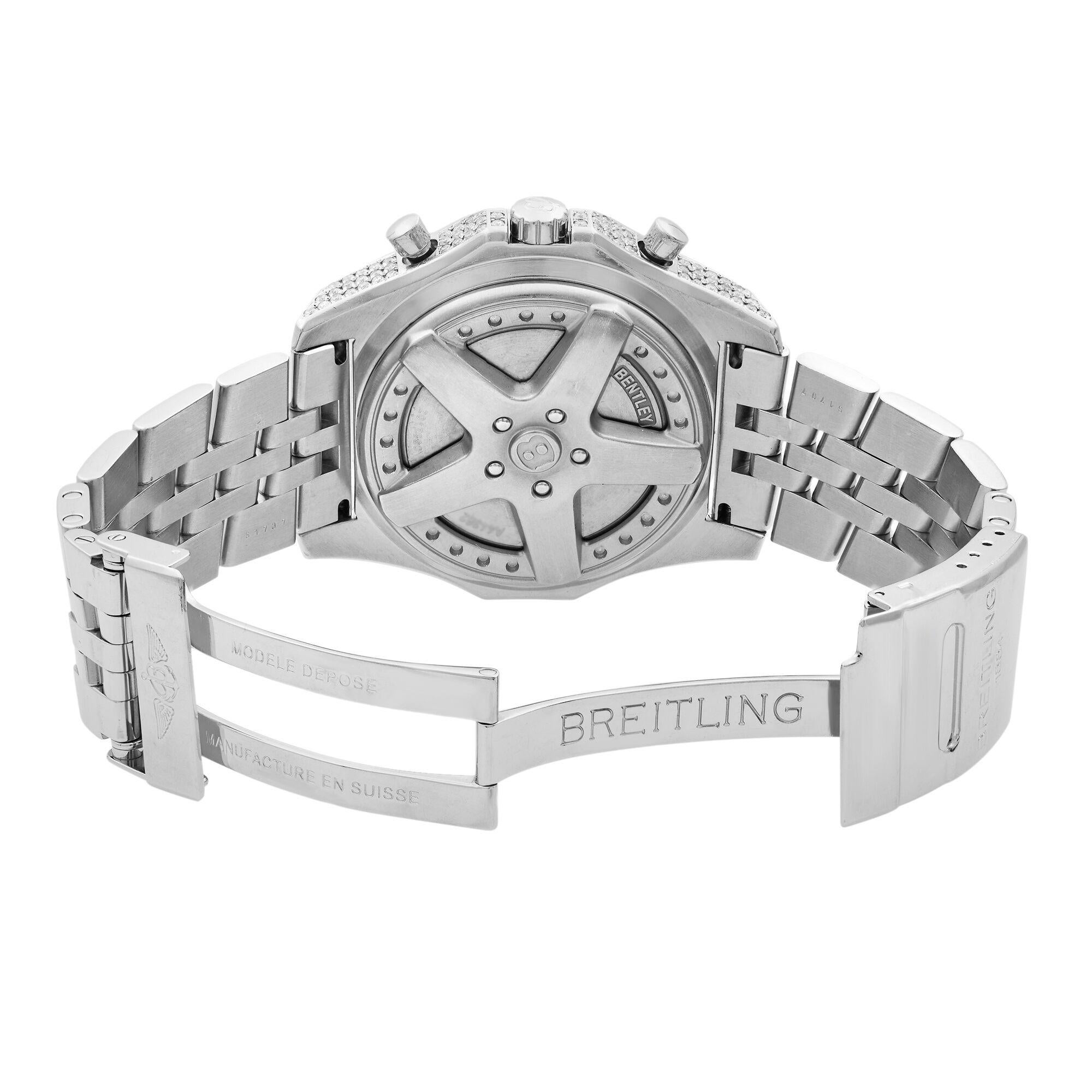 Modern Breitling Bentley Custom Diamonds Approx 1.7 Carat Automatic Men’s Watch A44362
