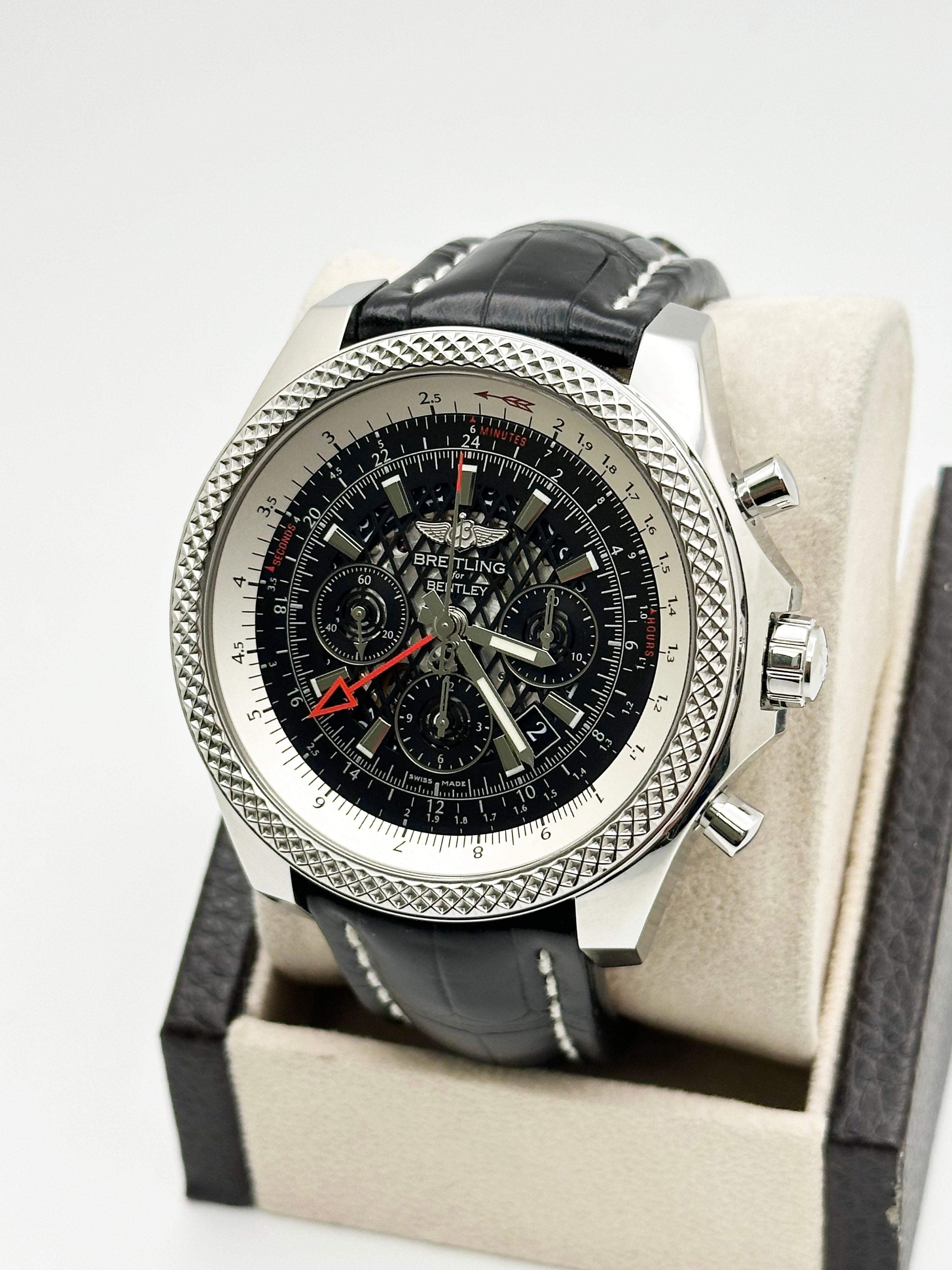 Uomo Breitling Bentleys GMT B04 AB0431 Cinturino in pelle in acciaio inossidabile 49mm in vendita