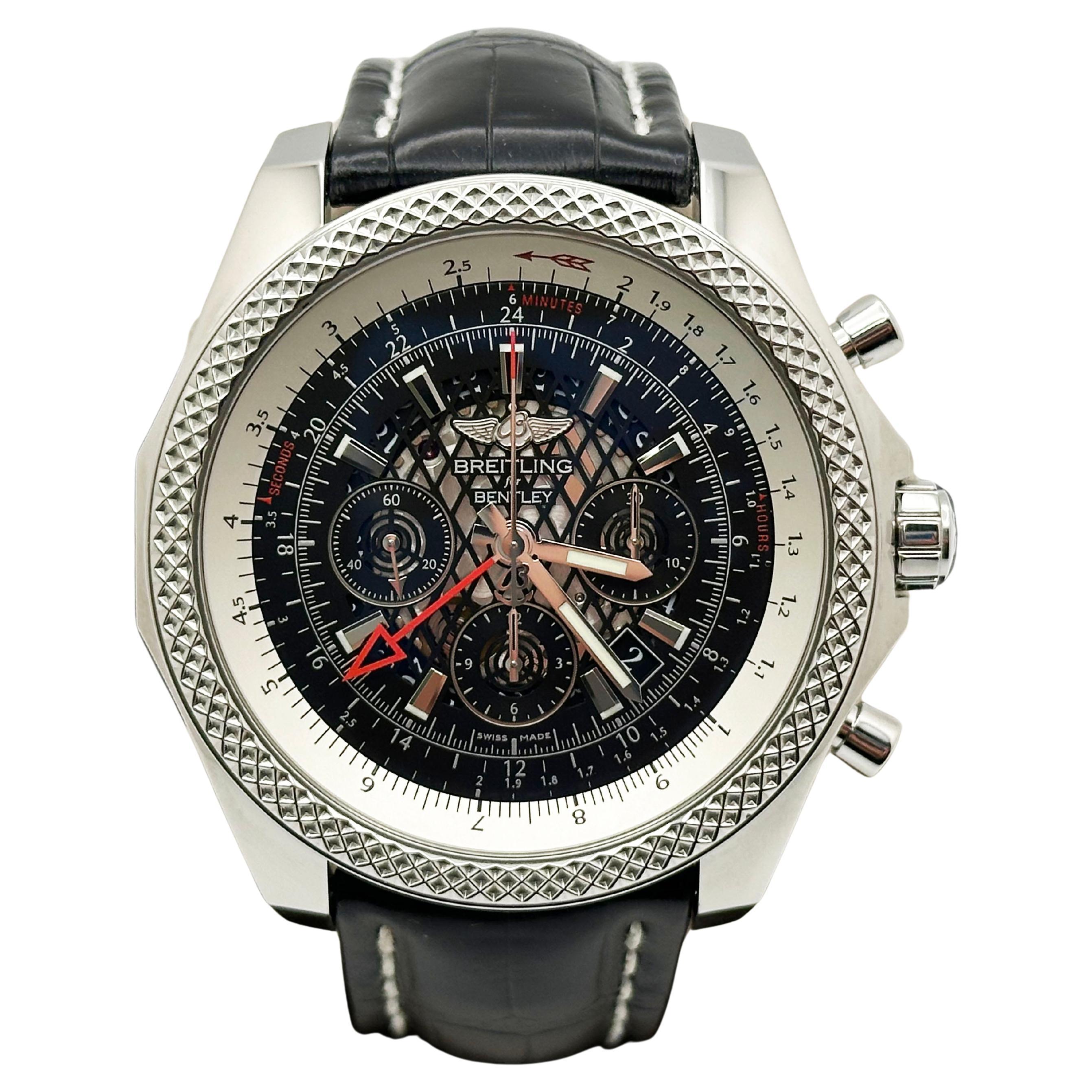 Breitling Bentley GMT B04 AB0431 Stainless Steel Leather Strap 49mm