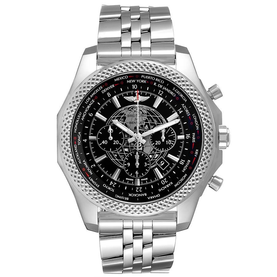 Breitling Bentley GMT B05 Unitime schwarzes Zifferblatt Herrenuhr AB0521 Box-Karte. Automatisches, offiziell zertifiziertes Chronometerwerk mit Selbstaufzug. Chronographen-Funktion. Gehäuse aus rostfreiem Stahl mit einem Durchmesser von 49,0 mm.