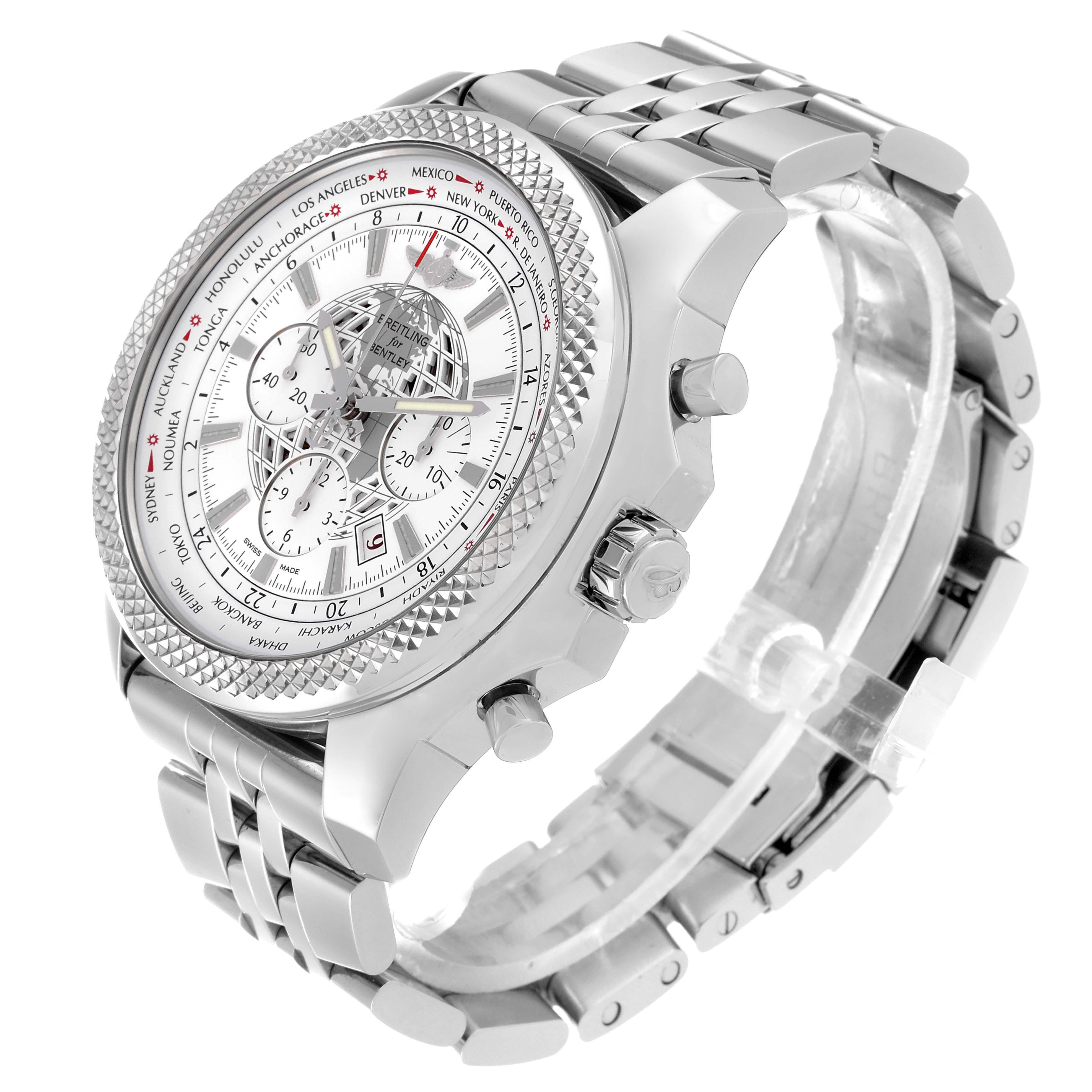 Men's Breitling Bentley GMT B05 Unitime White Dial Steel Mens Watch AB0521