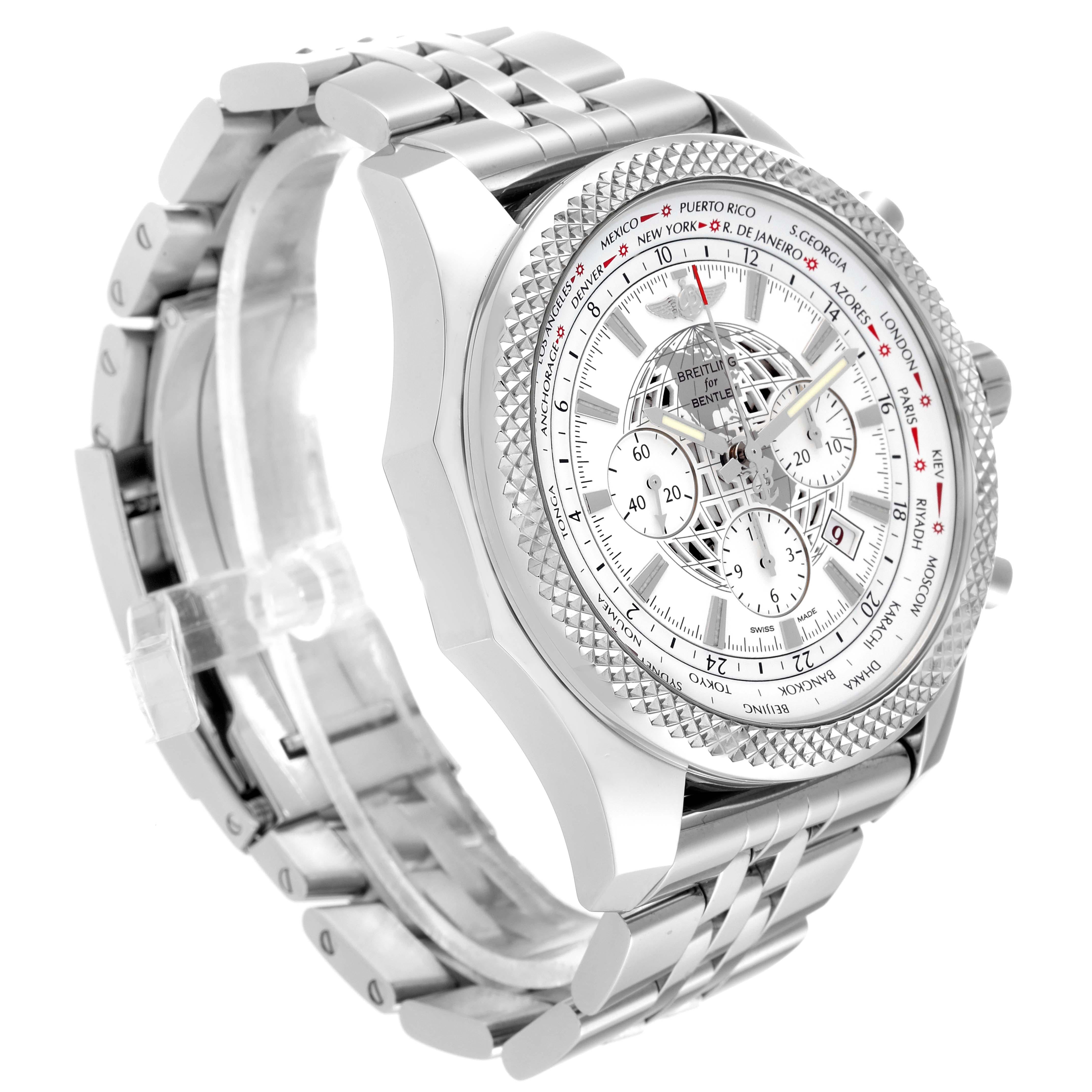 Breitling Bentley GMT B05 Unitime White Dial Steel Mens Watch AB0521 1