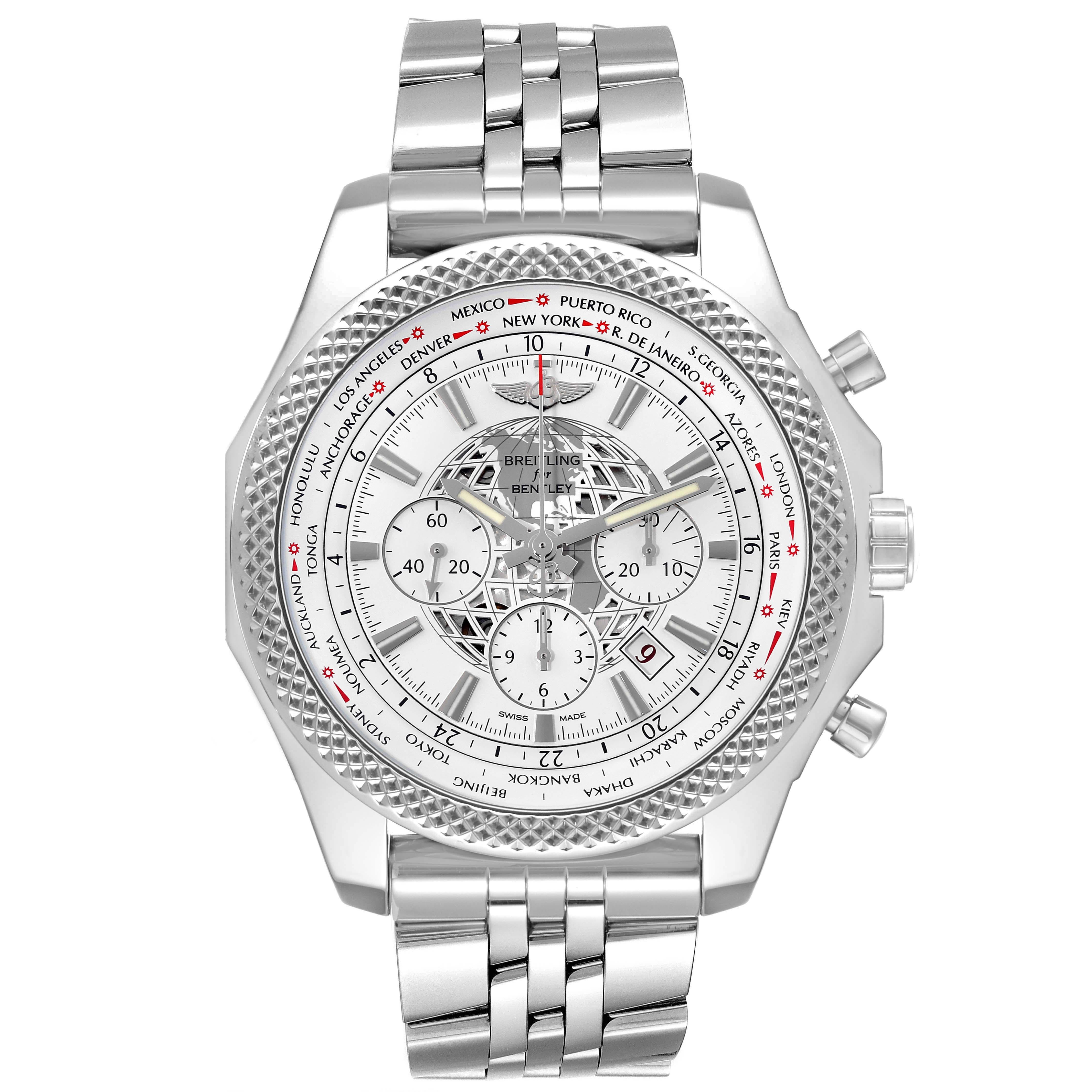 Breitling Bentley GMT B05 Unitime White Dial Steel Mens Watch AB0521 3
