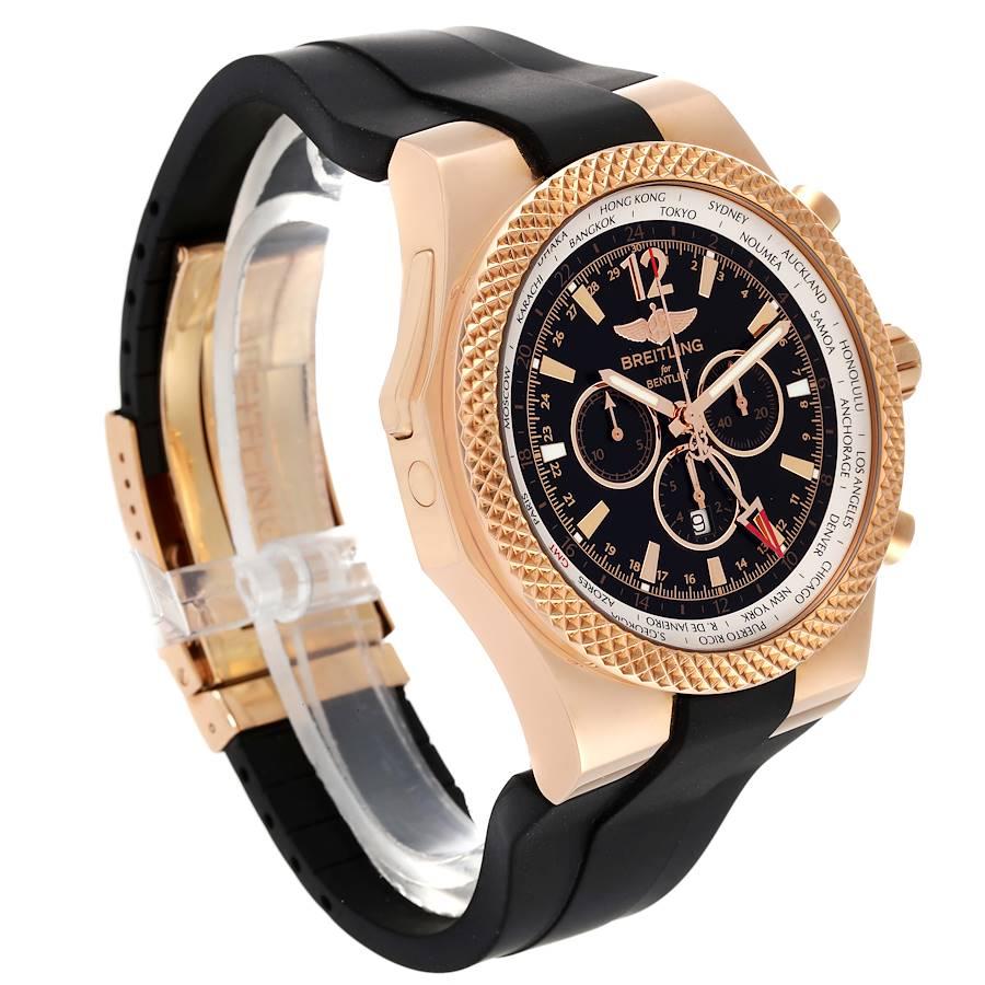Breitling Bentley GMT Roségold Herrenuhr R47362 Box Kartenetui mit schwarzem Zifferblatt im Zustand „Hervorragend“ im Angebot in Atlanta, GA