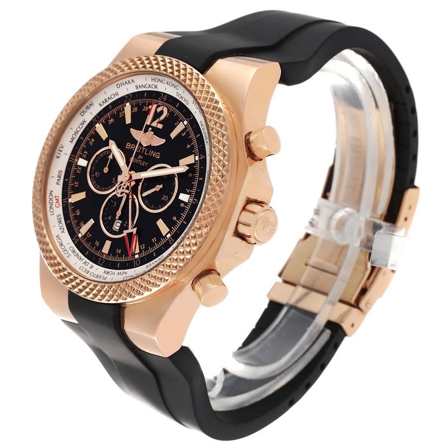 Breitling Bentley GMT Roségold Herrenuhr R47362 Box Kartenetui mit schwarzem Zifferblatt im Angebot 1