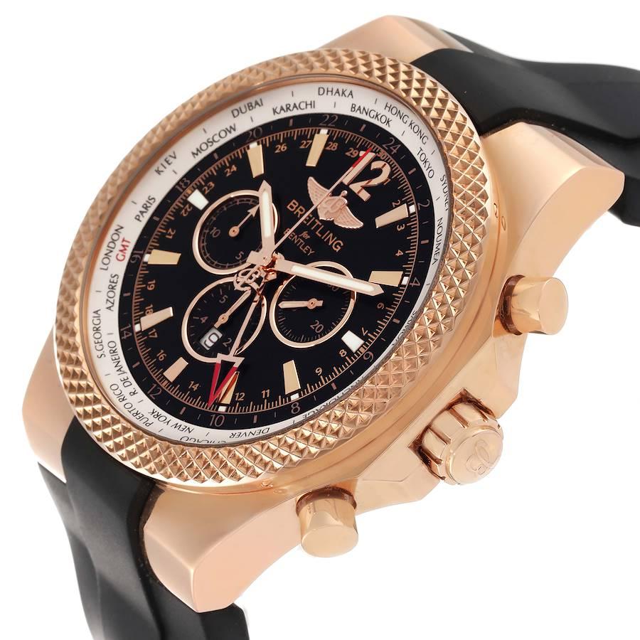 Breitling Bentley GMT Roségold Herrenuhr R47362 Box Kartenetui mit schwarzem Zifferblatt im Angebot 2
