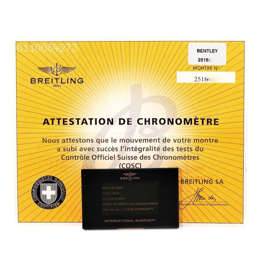 Breitling Bentley GMT Roségold Herrenuhr R47362 Box Kartenetui mit schwarzem Zifferblatt im Angebot 5