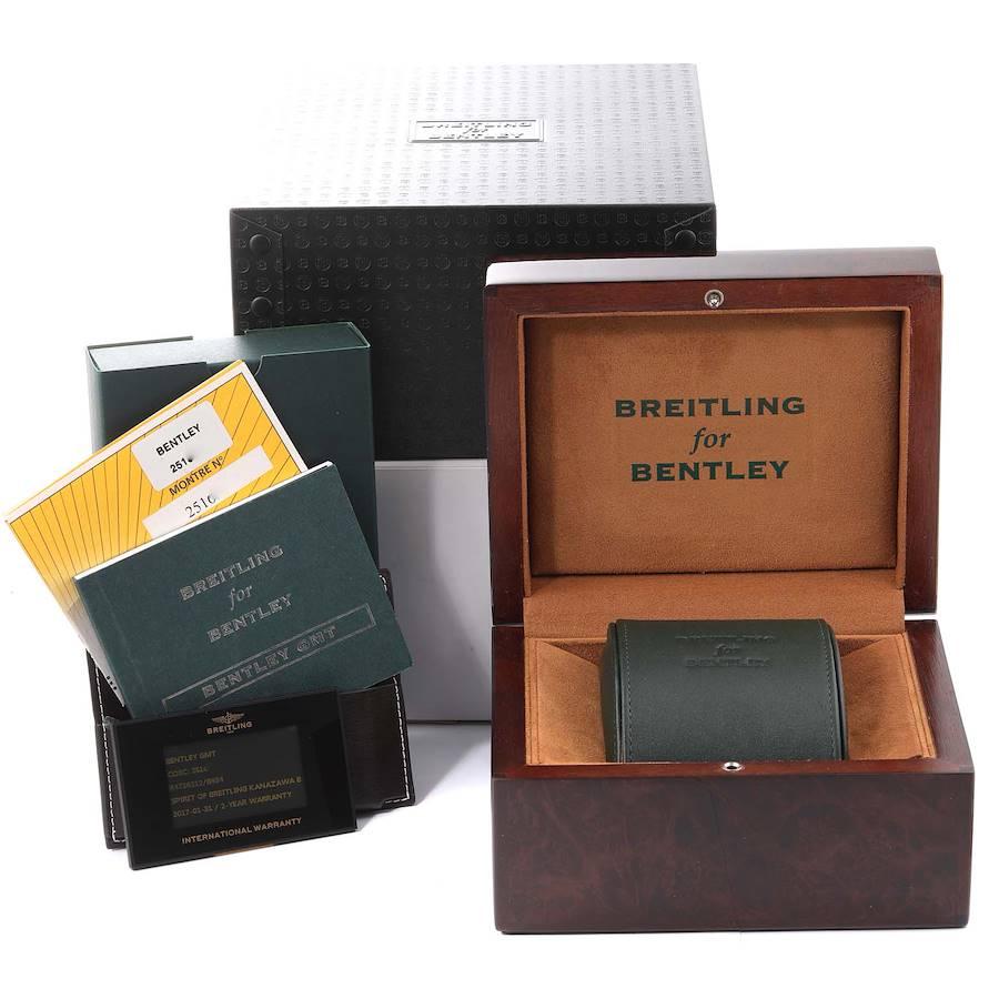 Breitling Bentley GMT Roségold Herrenuhr R47362 Box Kartenetui mit schwarzem Zifferblatt im Angebot 6