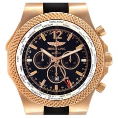 Breitling Bentley GMT Roségold Herrenuhr R47362 Box Kartenetui mit schwarzem Zifferblatt