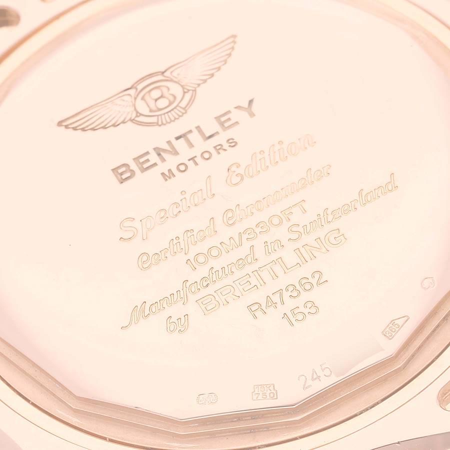 Breitling Bentley GMT Black Dial Rose Gold Mens Watch R47362 In Excellent Condition For Sale In Atlanta, GA