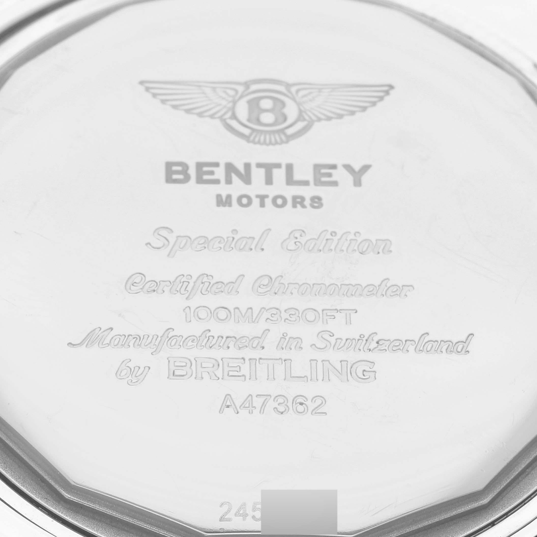 Montre Hommes Breitling Bentley GMT Cadran noir Acier A47362 Excellent état - En vente à Atlanta, GA