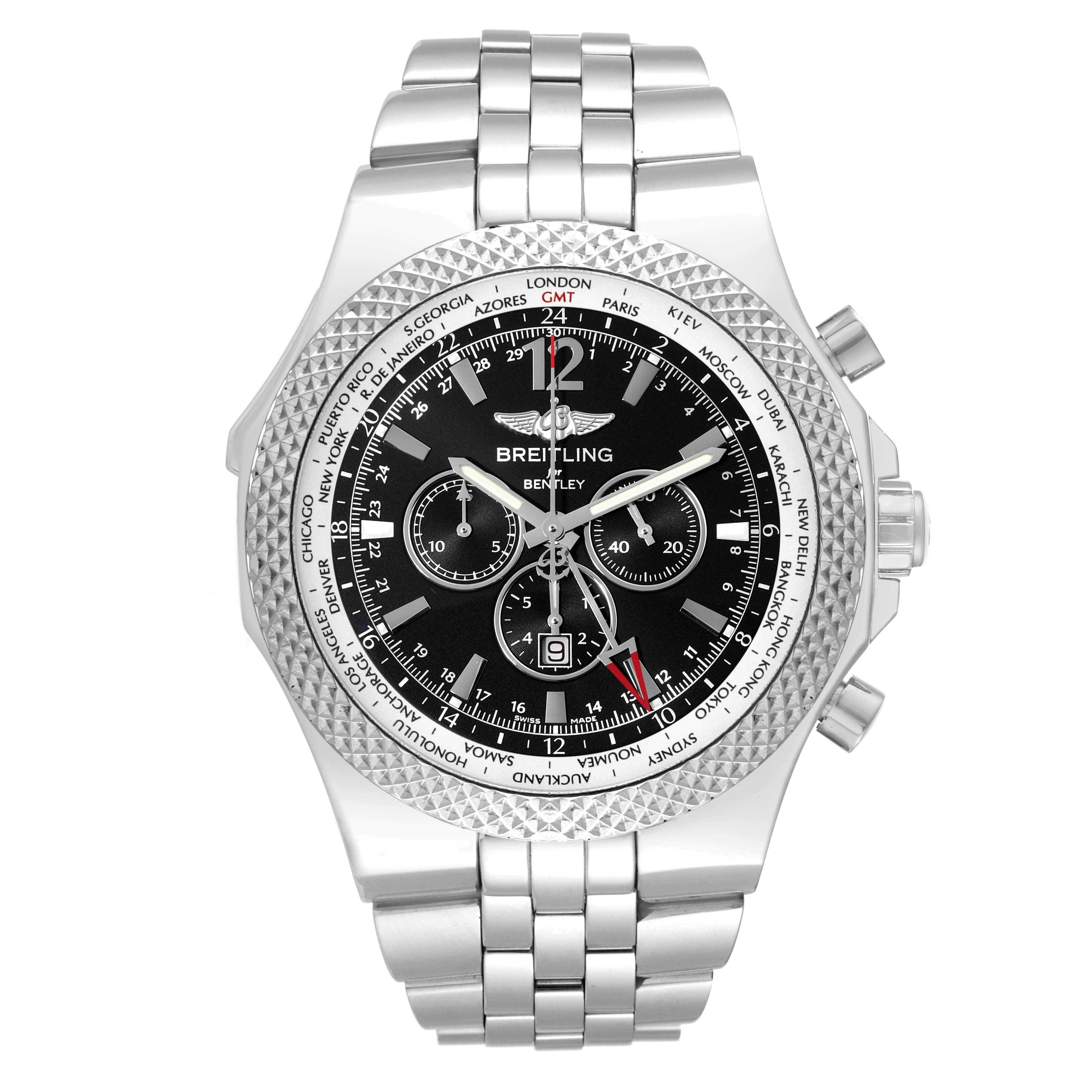 Breitling Bentley GMT Black Dial Steel Mens Watch A47362 For Sale 2