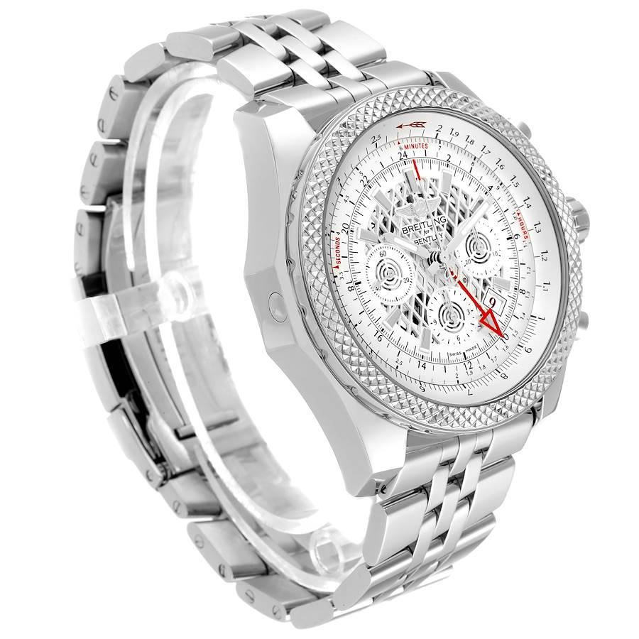 Uhr von Breitling Bentley GMT Chronograph mit silbernem Zifferblatt AB0431 Box Papiere im Zustand „Hervorragend“ im Angebot in Atlanta, GA