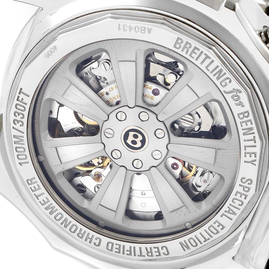 Uhr von Breitling Bentley GMT Chronograph mit silbernem Zifferblatt AB0431 Box Papiere im Angebot 3