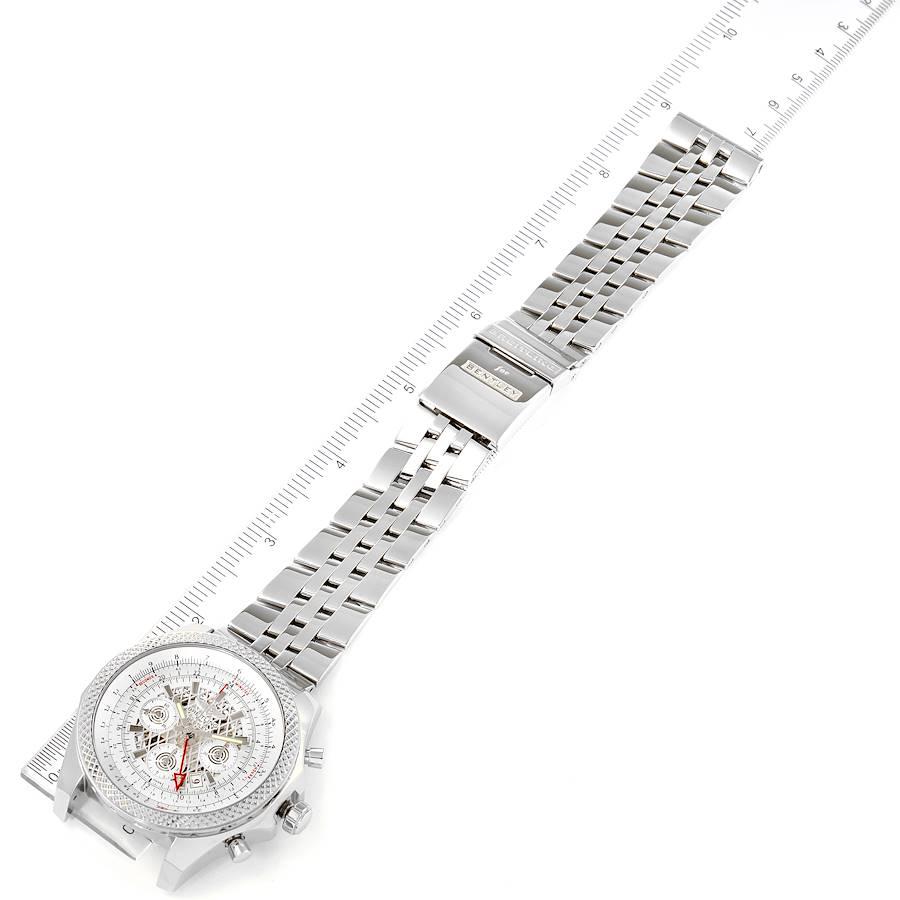 Uhr von Breitling Bentley GMT Chronograph mit silbernem Zifferblatt AB0431 Box Papiere im Angebot 5