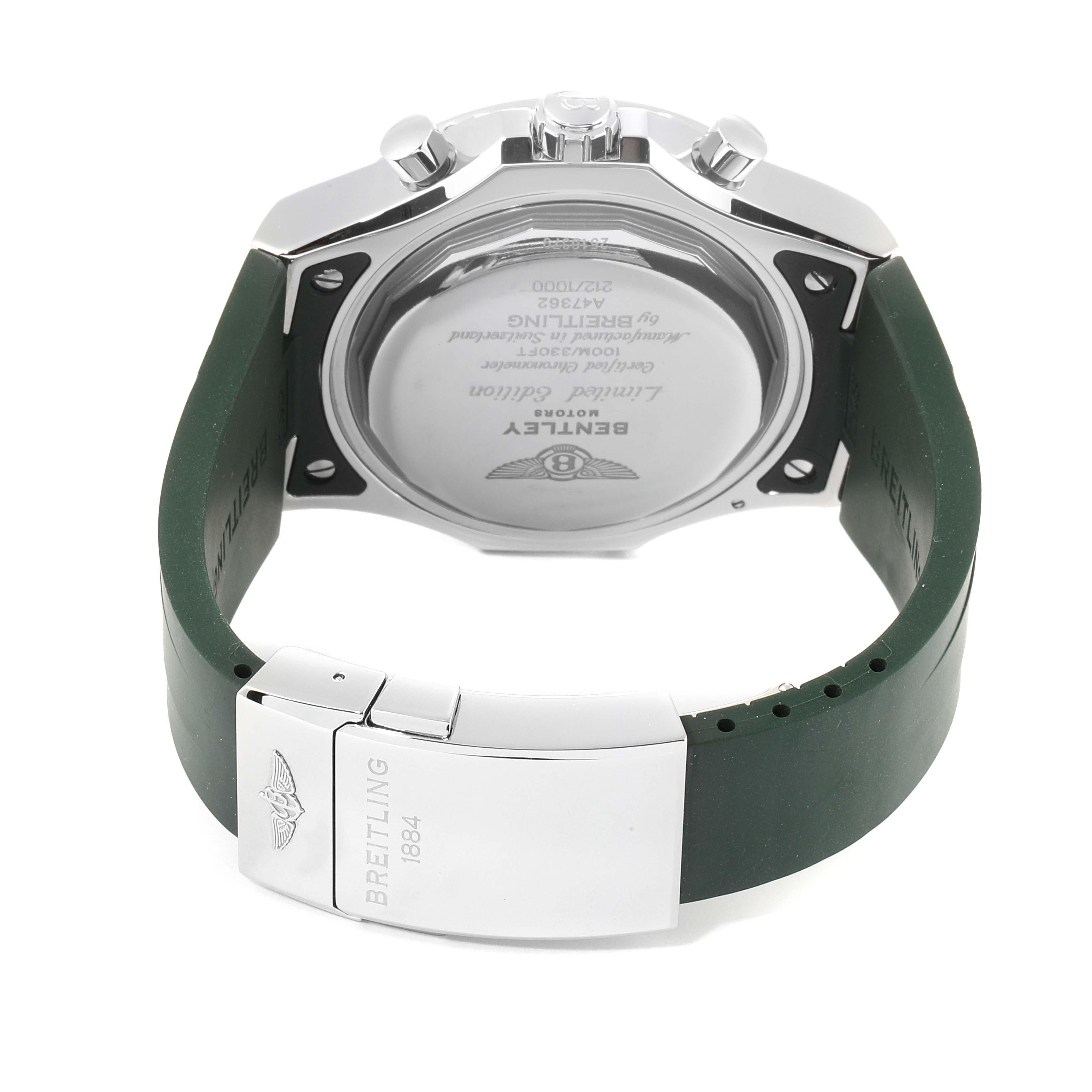 Men's Breitling Bentley GMT Green Strap Limited Edition Watch A47362 Box Papers For Sale
