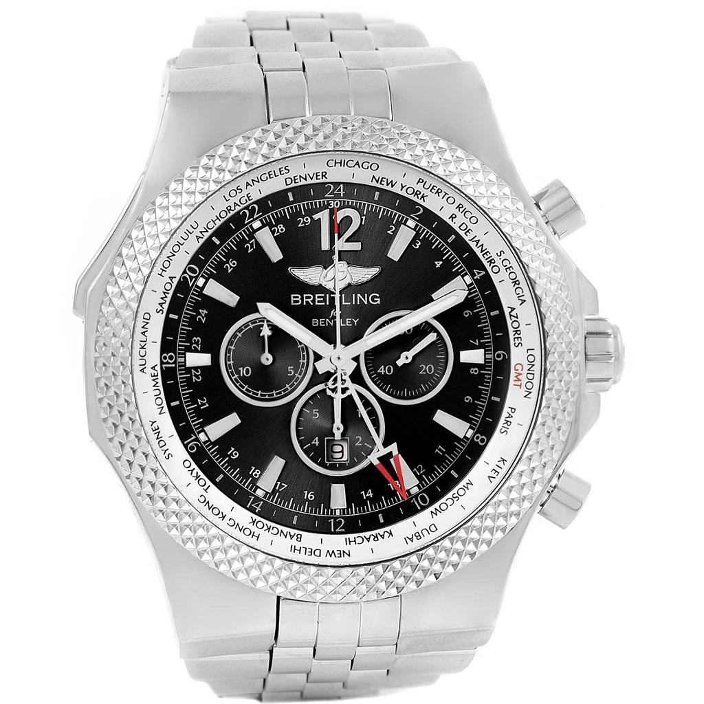 Breitling Bentley GMT Grey Dial Chronograph Steel Men's Watch A47362 1