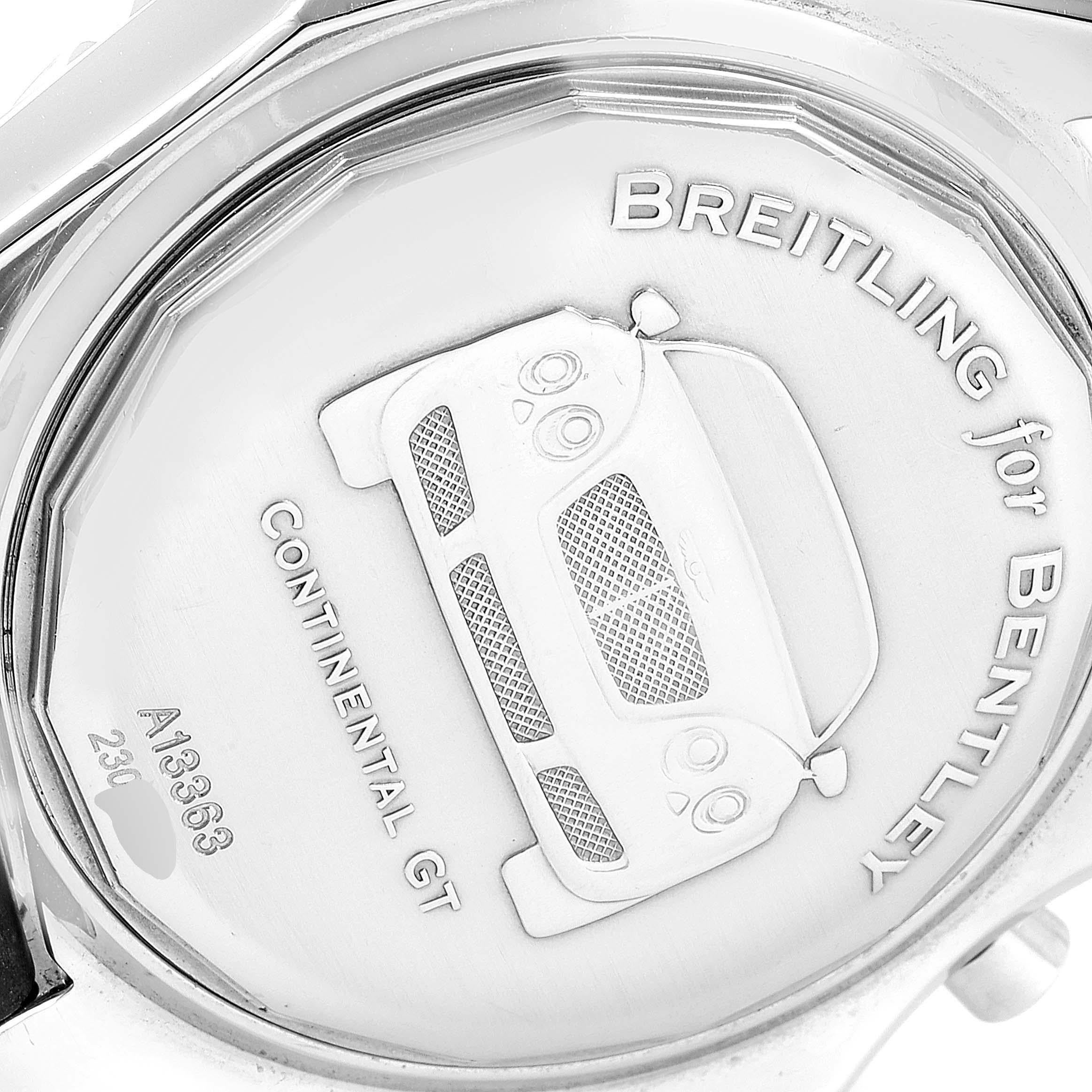 Breitling Bentley GT schwarzes Zifferblatt Kautschukband Stahl Herrenuhr A13363 im Angebot 3
