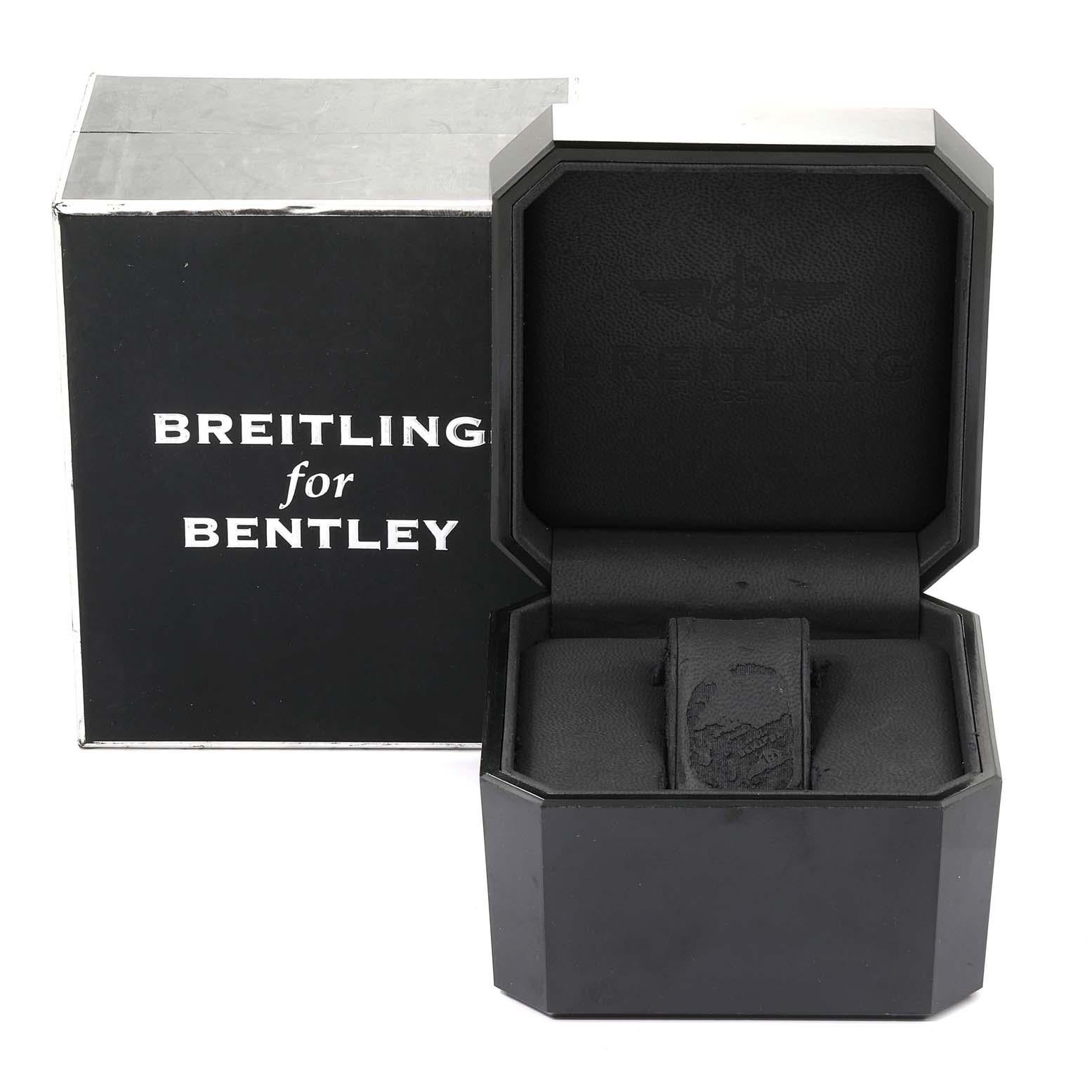 Breitling Bentley GT schwarzes Zifferblatt Kautschukband Stahl Herrenuhr A13363 im Angebot 6