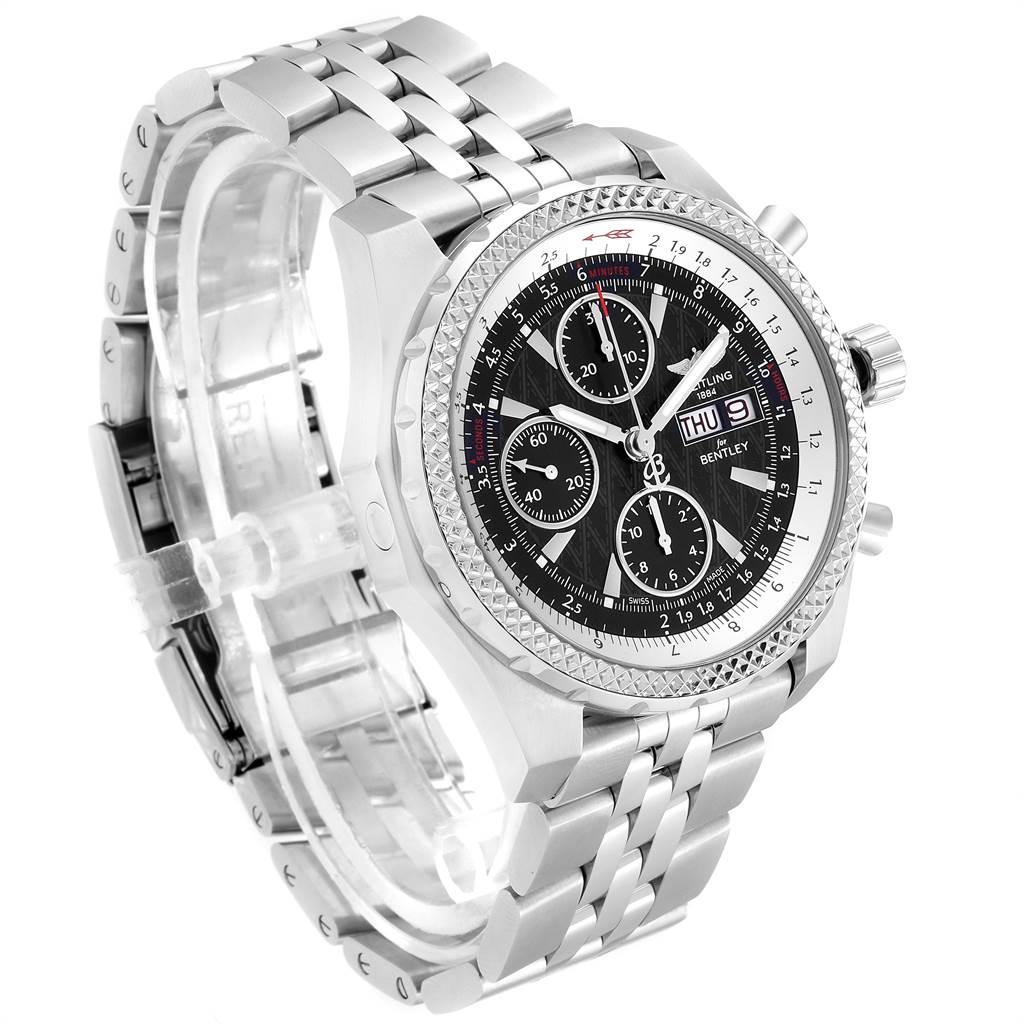 Men's Breitling Bentley GT Black Dial Steel Men’s Watch A13363 Box Papers For Sale