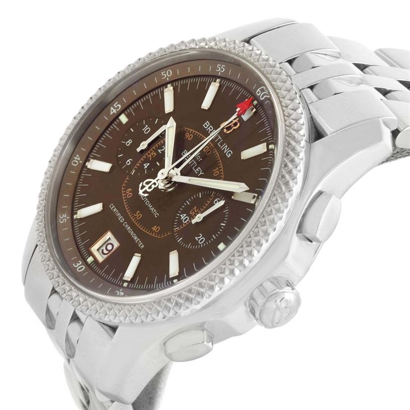 Breitling Bentley Mark VI Brown Dial Men’s Steel Platinum Watch P26362 In Excellent Condition In Atlanta, GA
