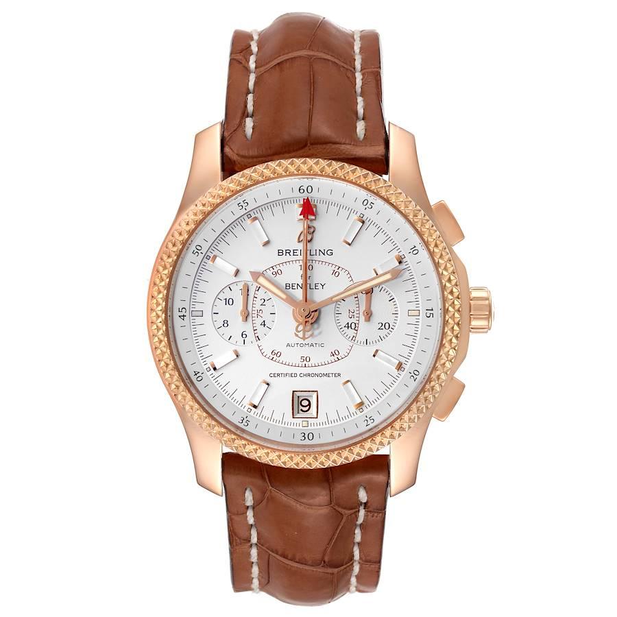 Breitling Bentley Mark VI Rose Gold Special Edition Mens Watch R26362. Automatic self-winding movement. Chronograph function. 18K rose gold case 42 mm in diameter. Two rectangular chronograph buttons in the band. Screw down back with Bentley logo.