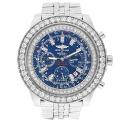 Breitling Bentley Motors A25362 Stainless Blue Dial 48mm Diamond Bezel Watch