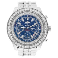 Breitling Bentley Motors A25362 Stainless Blue Dial 48mm Diamond Bezel Watch