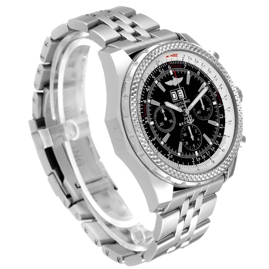 Breitling Bentley Motors Black Dial Chronograph Mens Watch A44362 Papers In Excellent Condition For Sale In Atlanta, GA